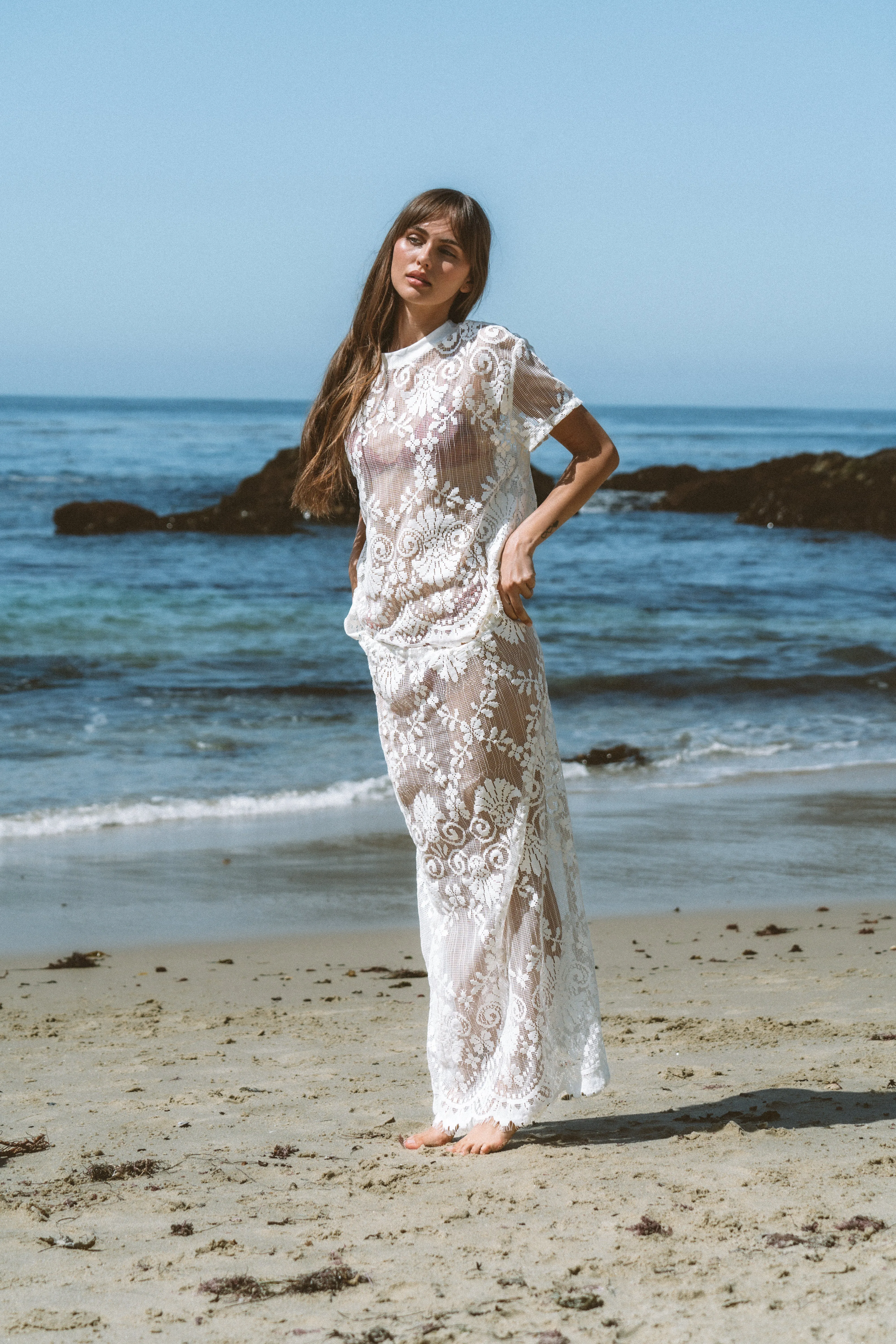 Ivory Encaje Sleek Skirt sold by Malai Swimwear