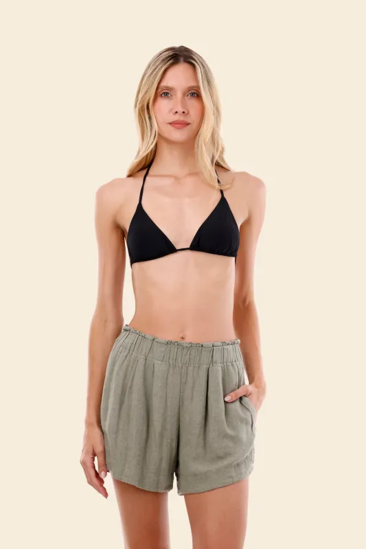 Serenity Green Linen Vento Short made by Malai Swimwear