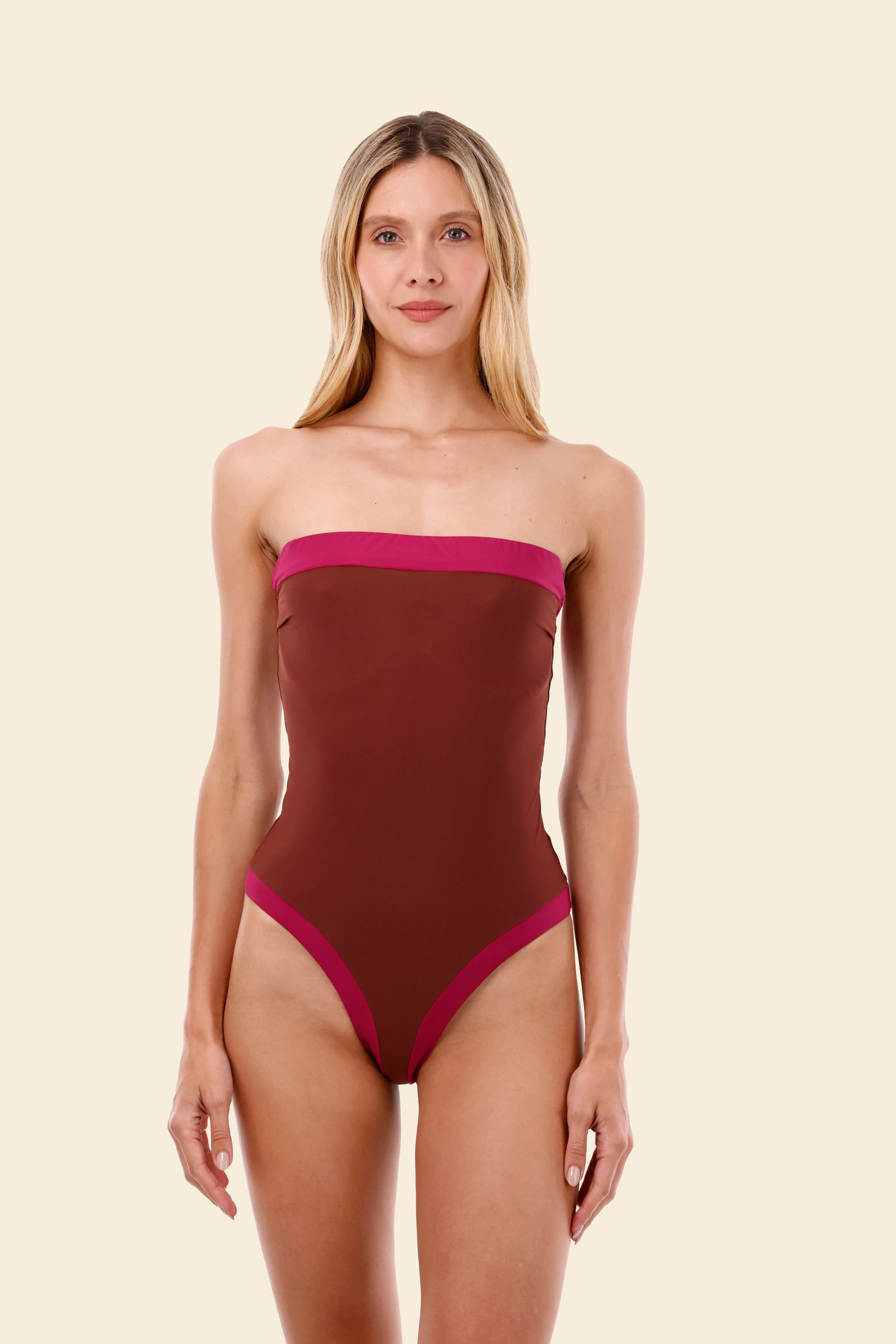 Raspberry Color Blend Lunaria One Piece sold by Malai Swimwear