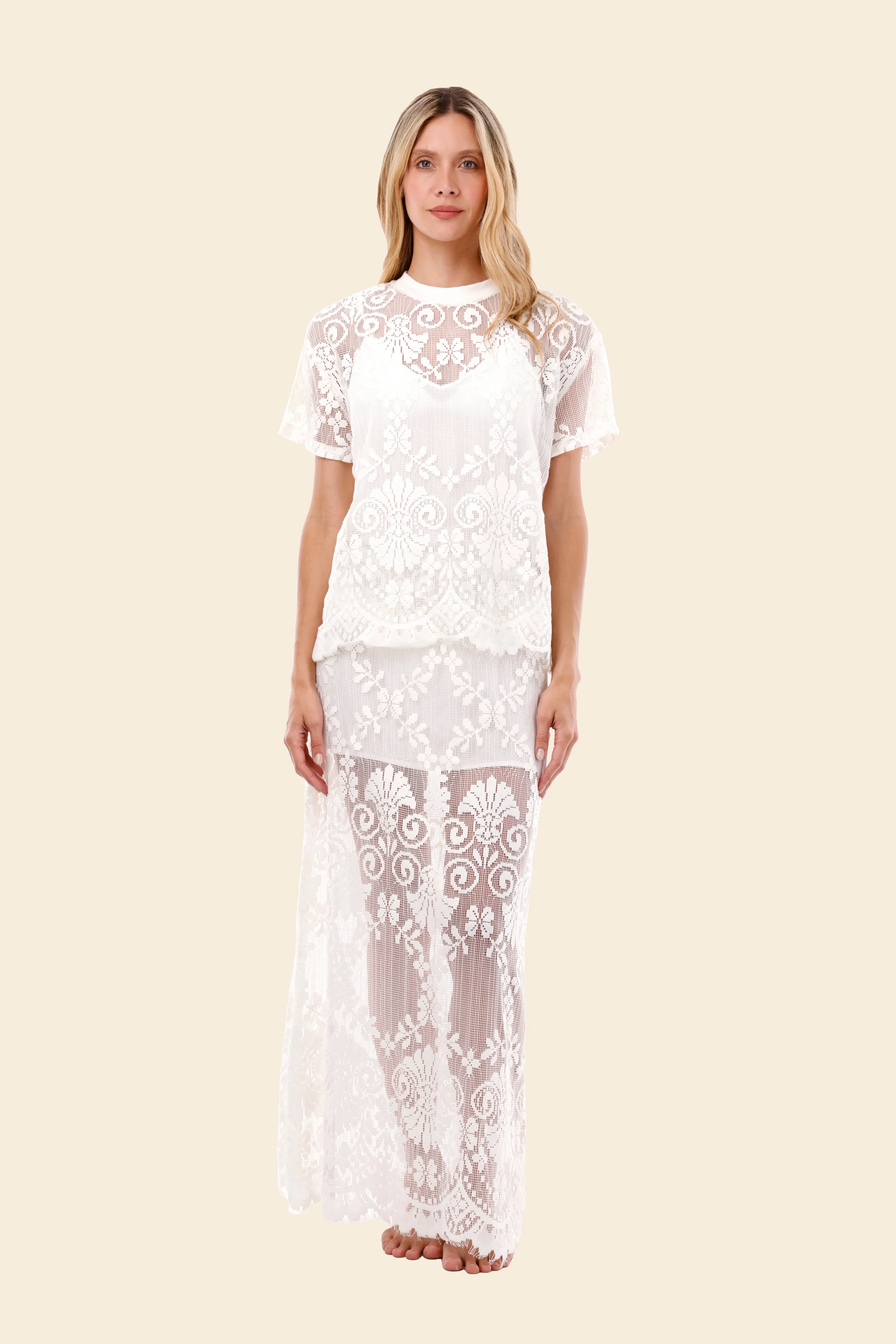 Ivory Encaje Oversize T-Shirt sold by Malai Swimwear product image thumbnail 4