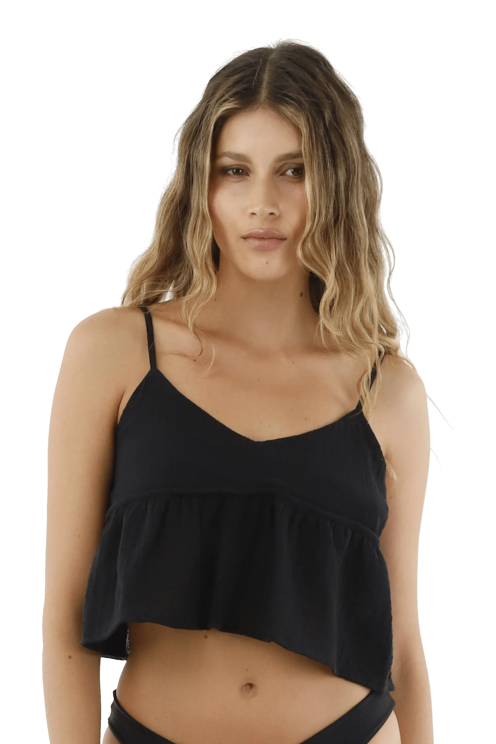 Black Rosie Crop Top sold by Malai Swimwear