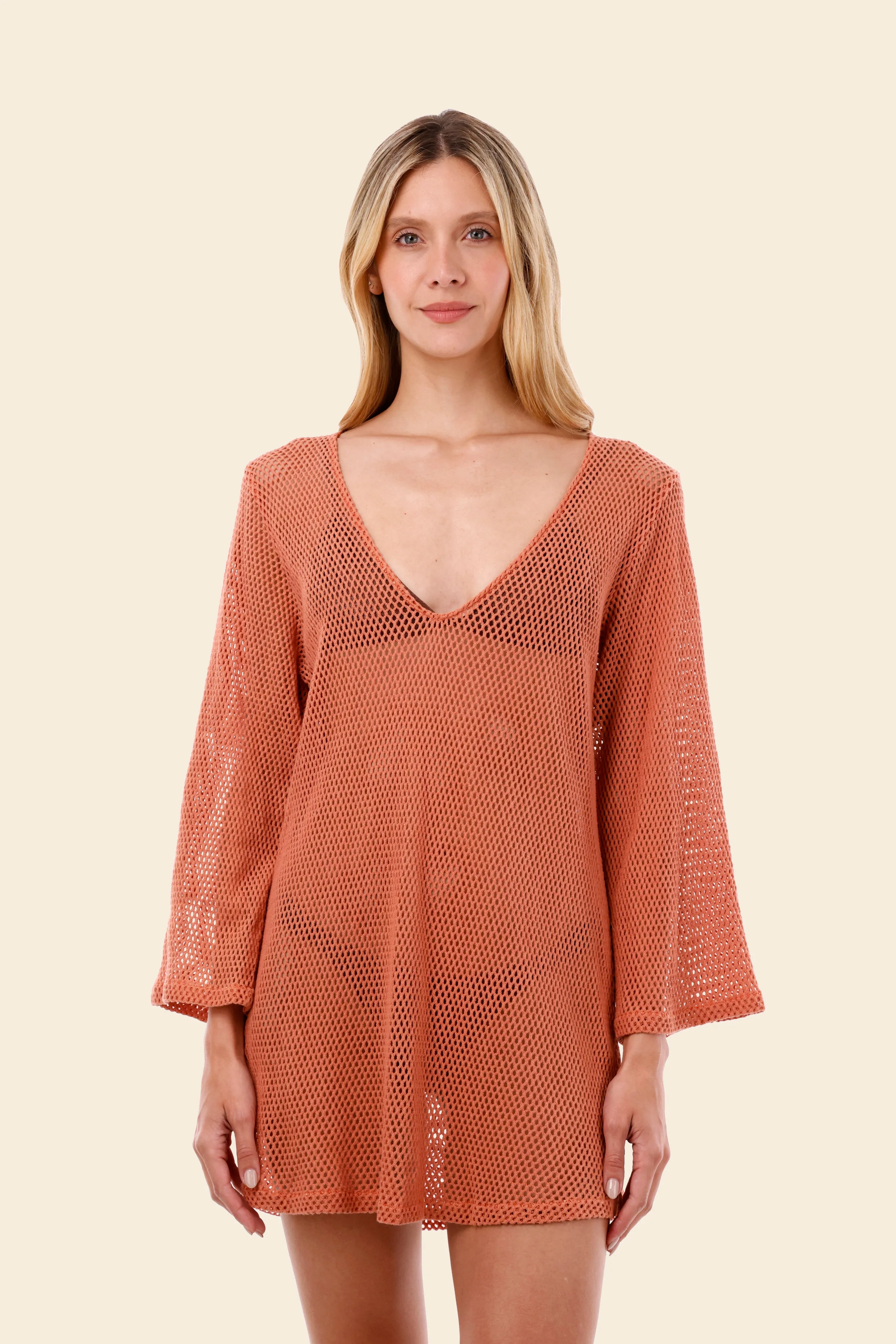 Salmon Mesh Malla Apogeo Dress sold by Malai Swimwear