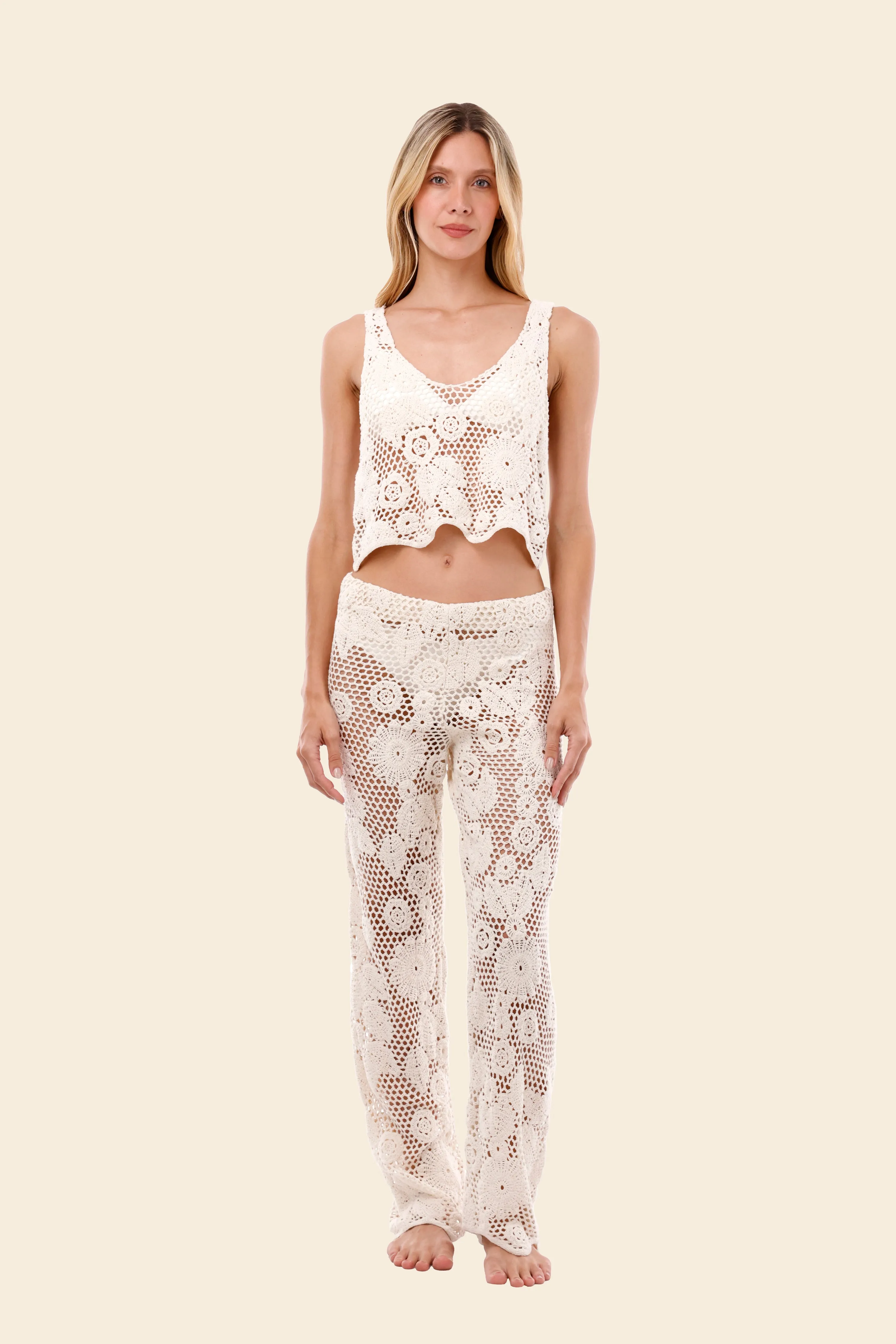 Ivory Crochet Kravel Crop Top sold by Malai Swimwear product image thumbnail 4
