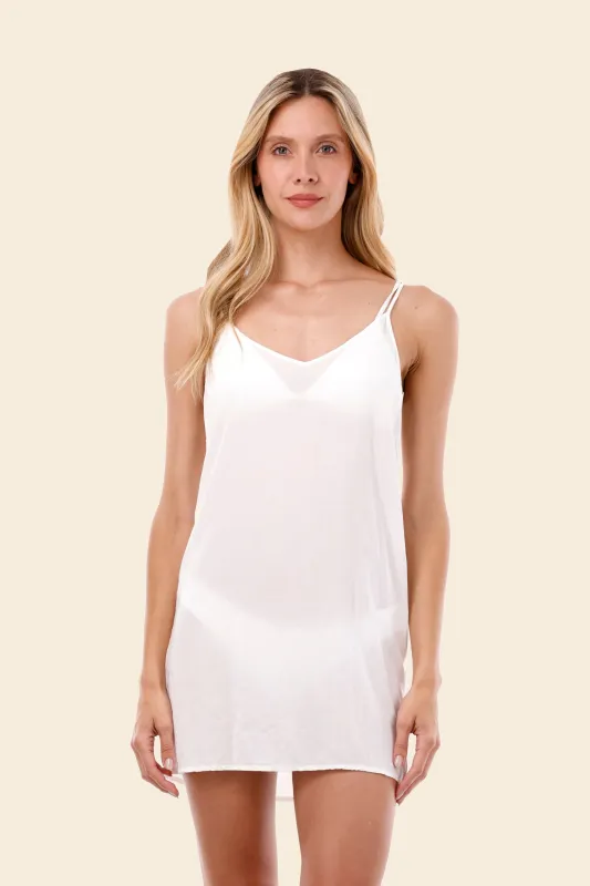 White Silken Slip Dress sold by Malai Swimwear