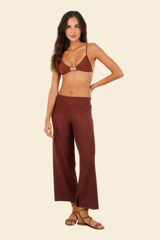 Textured Barn Red  Cove Pants made by Malai Swimwear