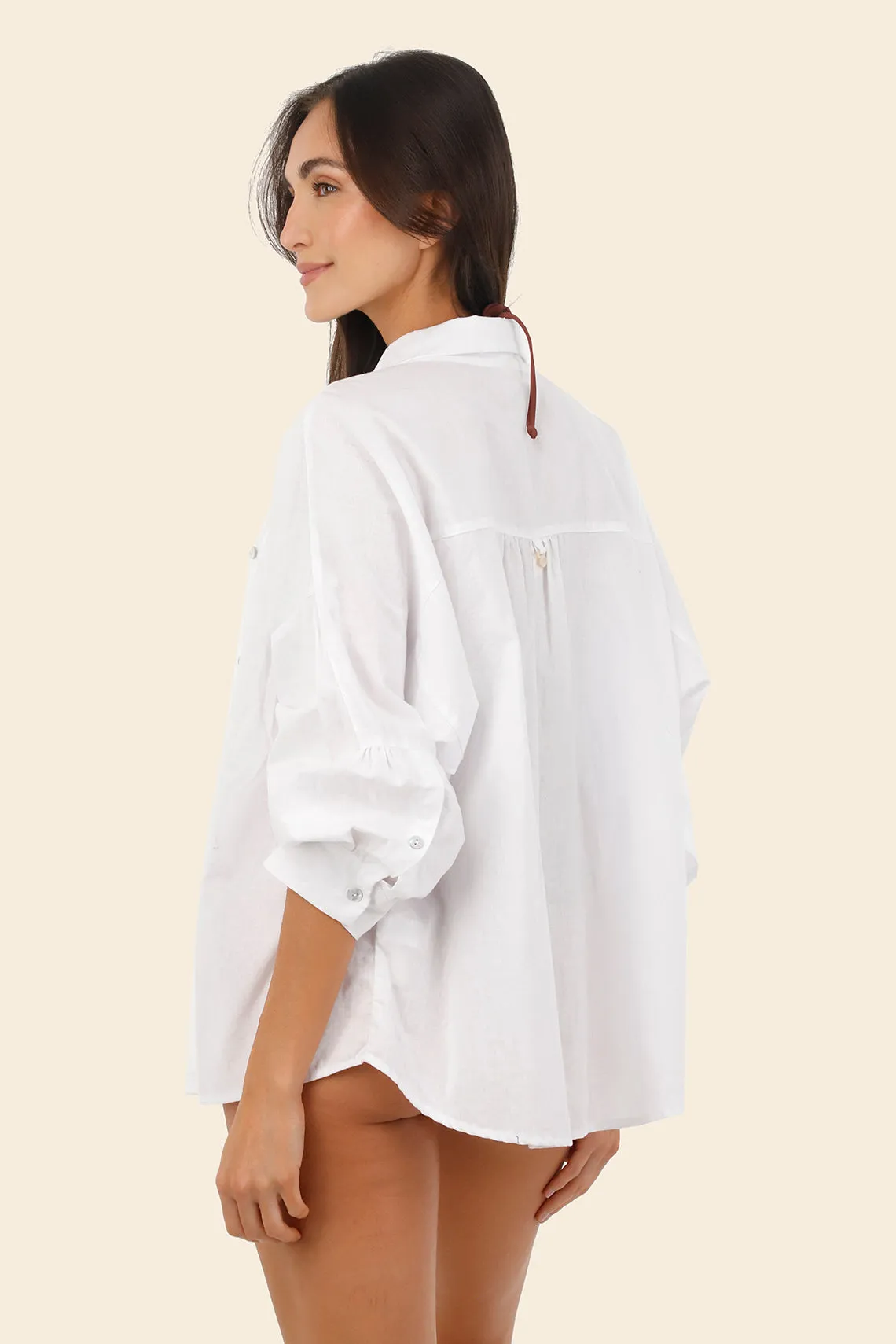 White Samara Shirt sold by Malai Swimwear product image thumbnail 2