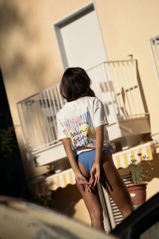Zebra Line Blue Overzise T Shirt made by Malai Swimwear