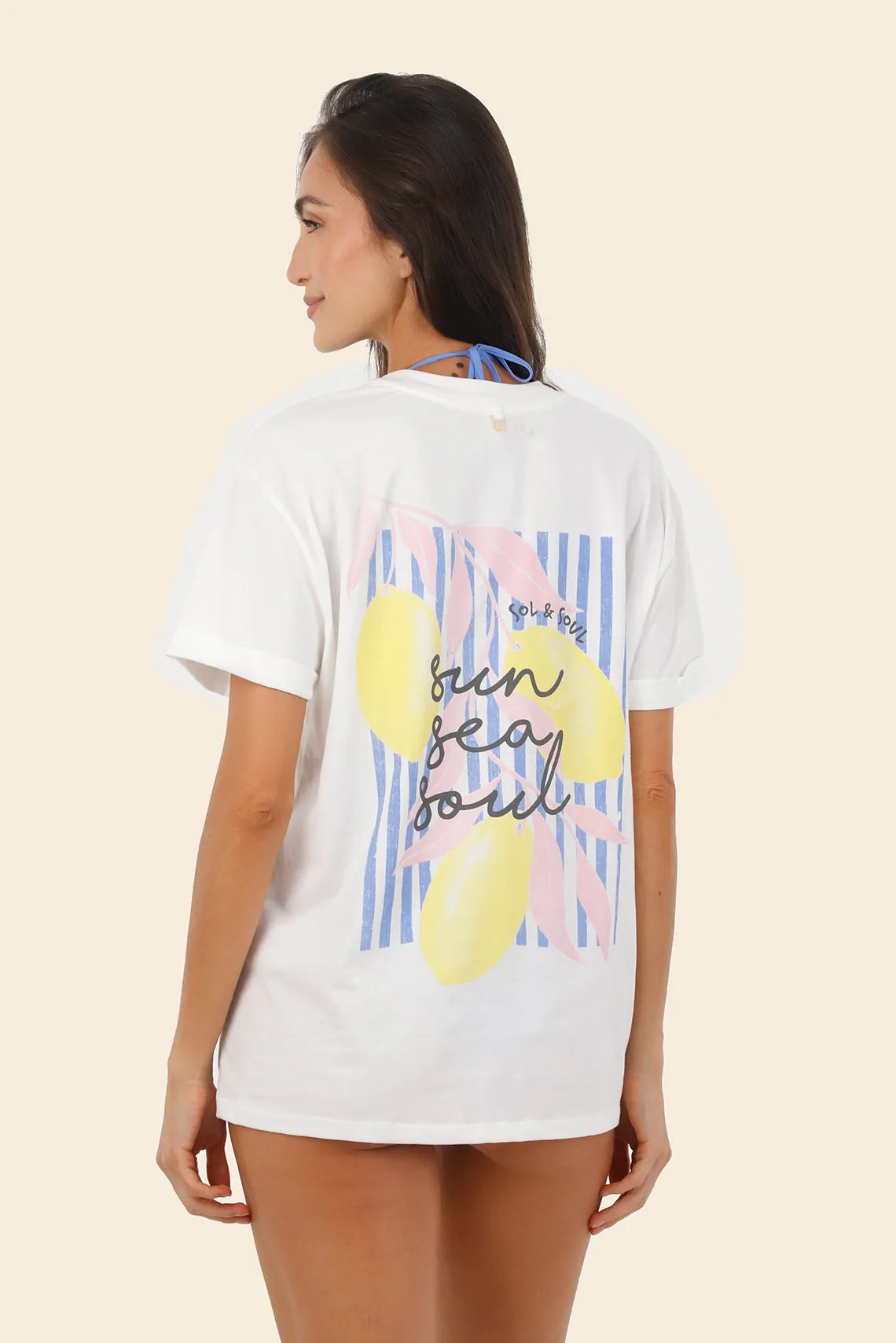 Zebra Line Blue Overzise T Shirt sold by Malai Swimwear product image thumbnail 3