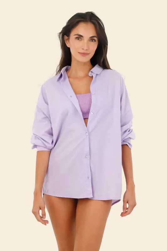 Flowing Orchid Samara Shirt made by Malai Swimwear