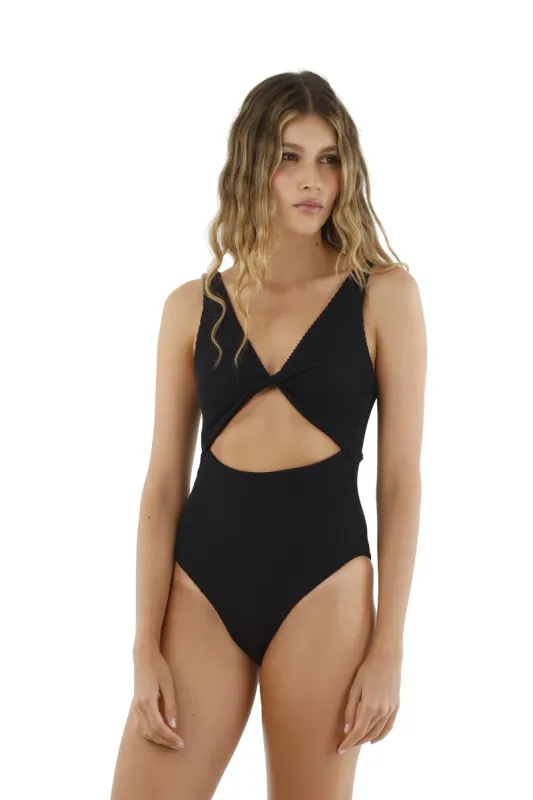Textured Wave Black Twix One Piece sold by Malai Swimwear