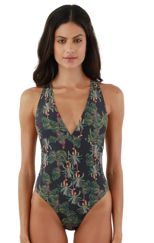 Tropical Palms Opera One Piece sold by Malai Swimwear