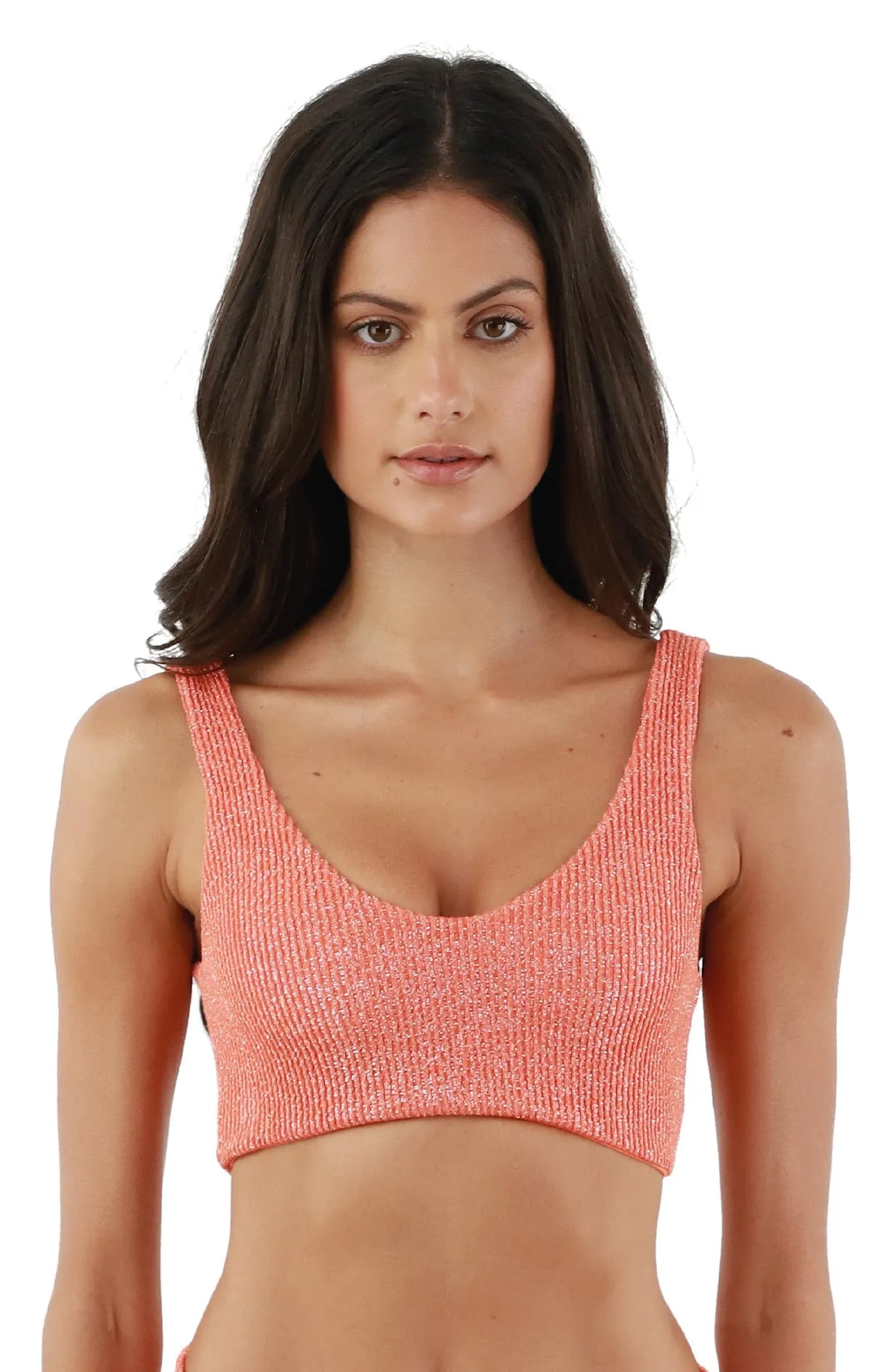 Textured Sparkling Sunset Orange Jazz Top sold by Malai Swimwear product image thumbnail 5