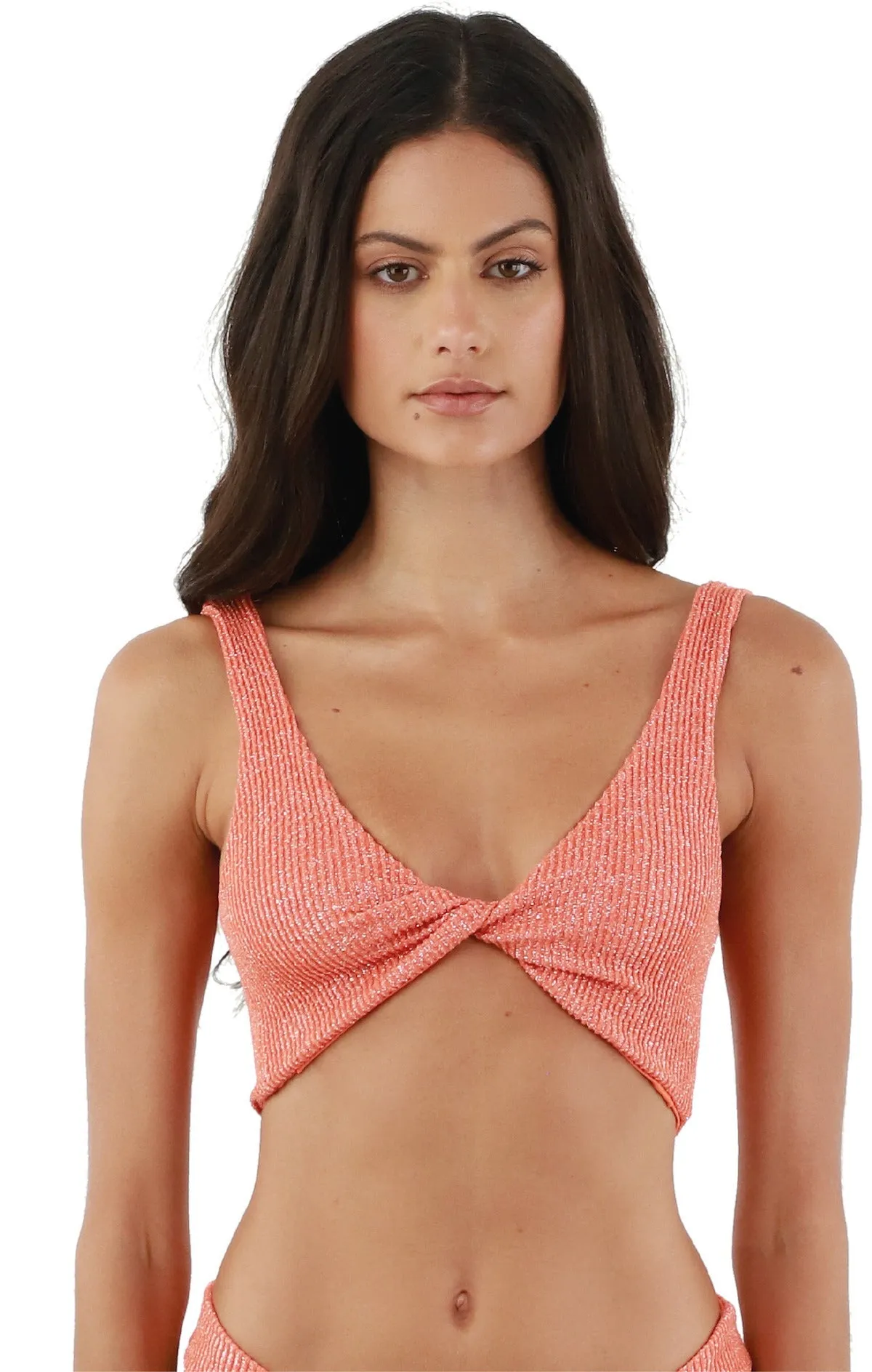 Textured Sparkling Sunset Orange Jazz Top sold by Malai Swimwear product image thumbnail 3