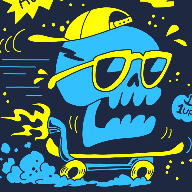 GDQ Skater Skull sold by Fangamer