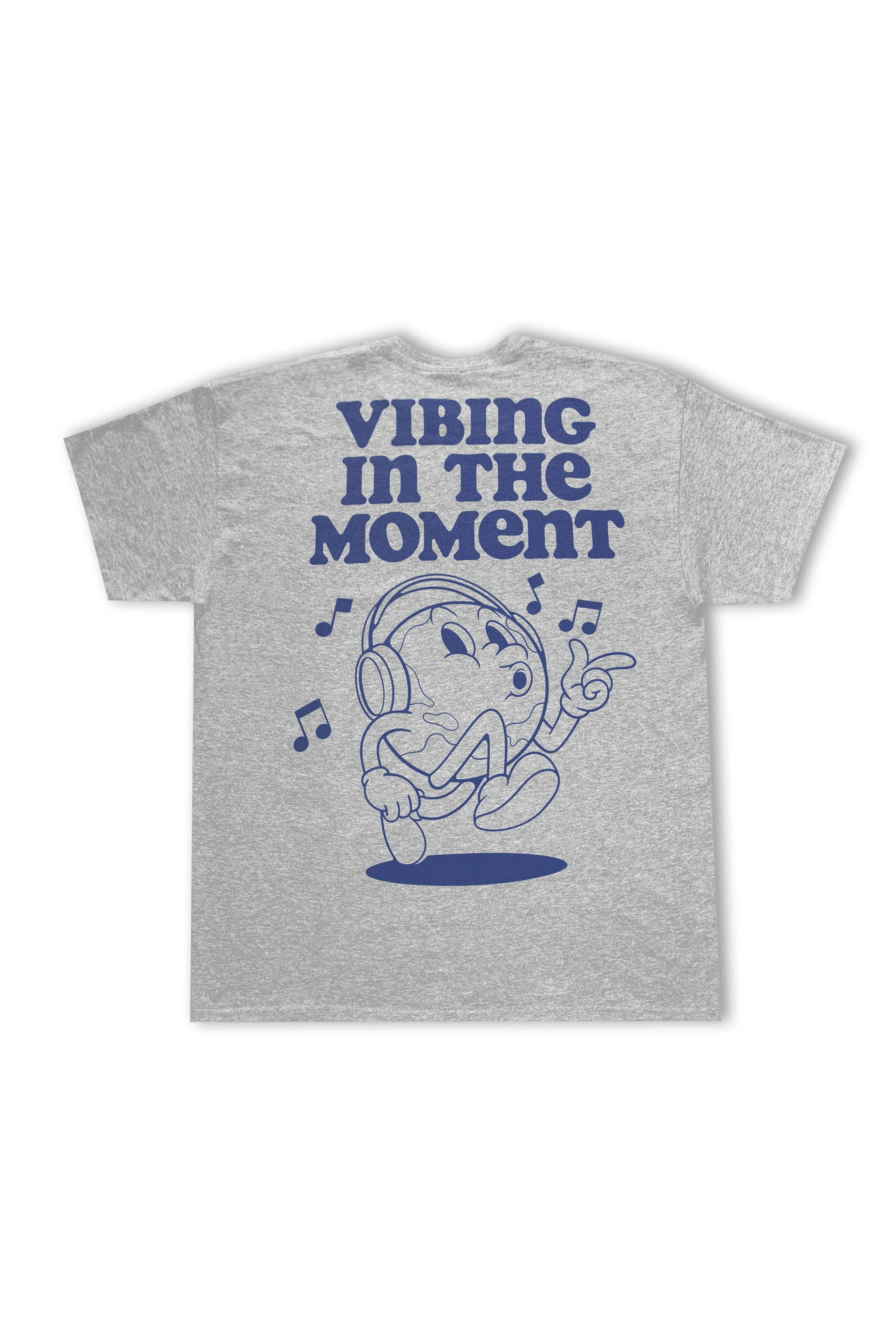Short Sleeved T-Shirt in Sport Grey with Vibing in the Moment Print sold by Dream But Do Not Sleep