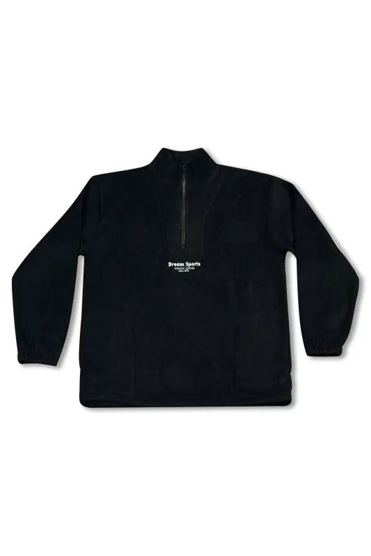 1/4 Zip Fleece in Black with Dream Sports Tonal Logo Embroidery sold by Dream But Do Not Sleep