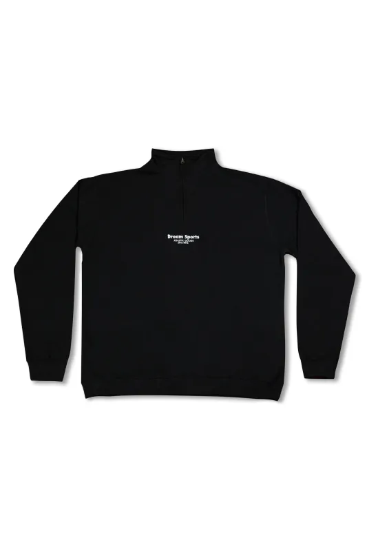 1/4 Zip Sweatshirt in Black with Dream Sports Tonal Logo Embroidery sold by Dream But Do Not Sleep