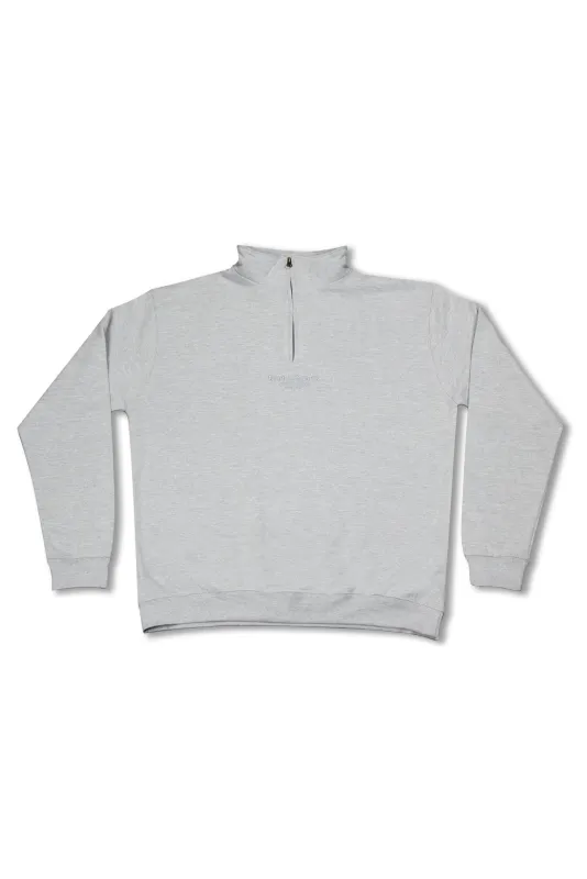 1/4 Zip Sweatshirt in Heather Grey with Dream Sports Tonal Logo Embroidery sold by Dream But Do Not Sleep