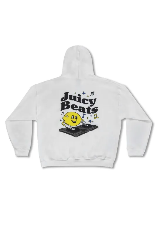 440gsm Hoodie in White with Juicy Beats Print sold by Dream But Do Not Sleep