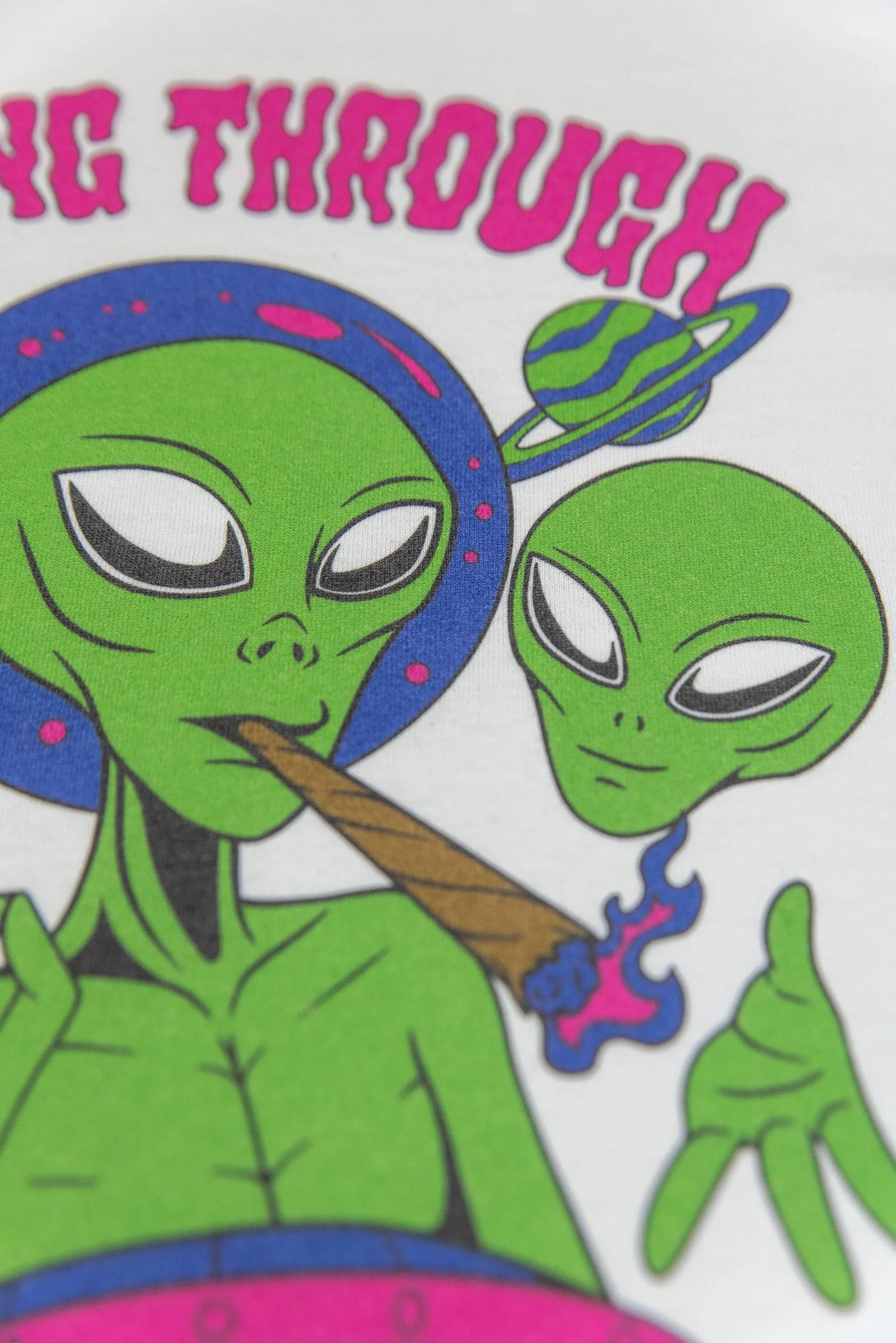 Short Sleeved T-Shirt in White with Blazing Through Dimensions Print sold by Dream But Do Not Sleep product image thumbnail 5