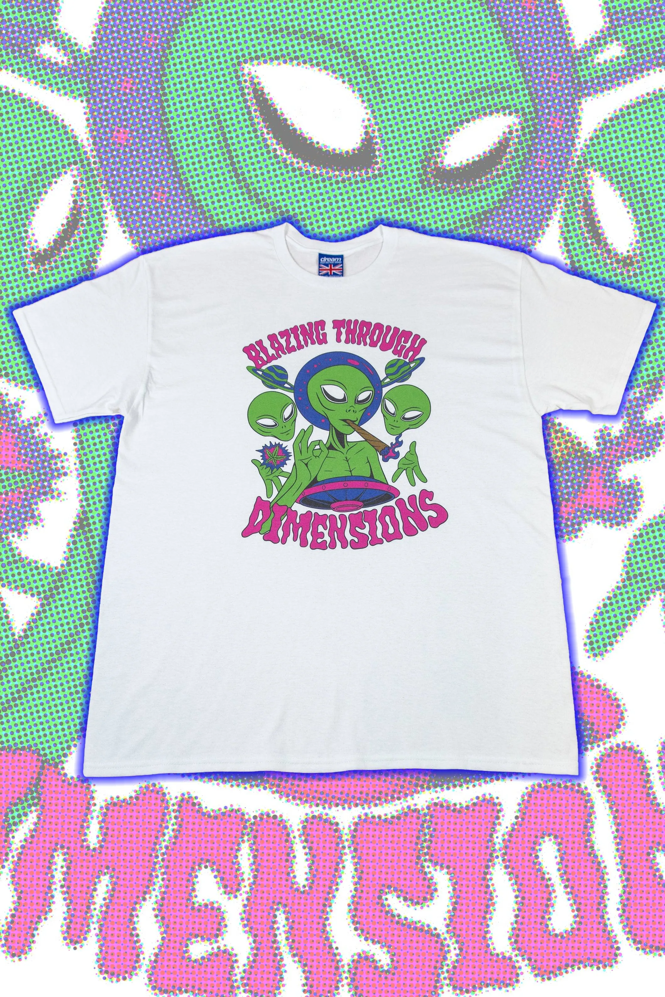 Short Sleeved T-Shirt in White with Blazing Through Dimensions Print sold by Dream But Do Not Sleep