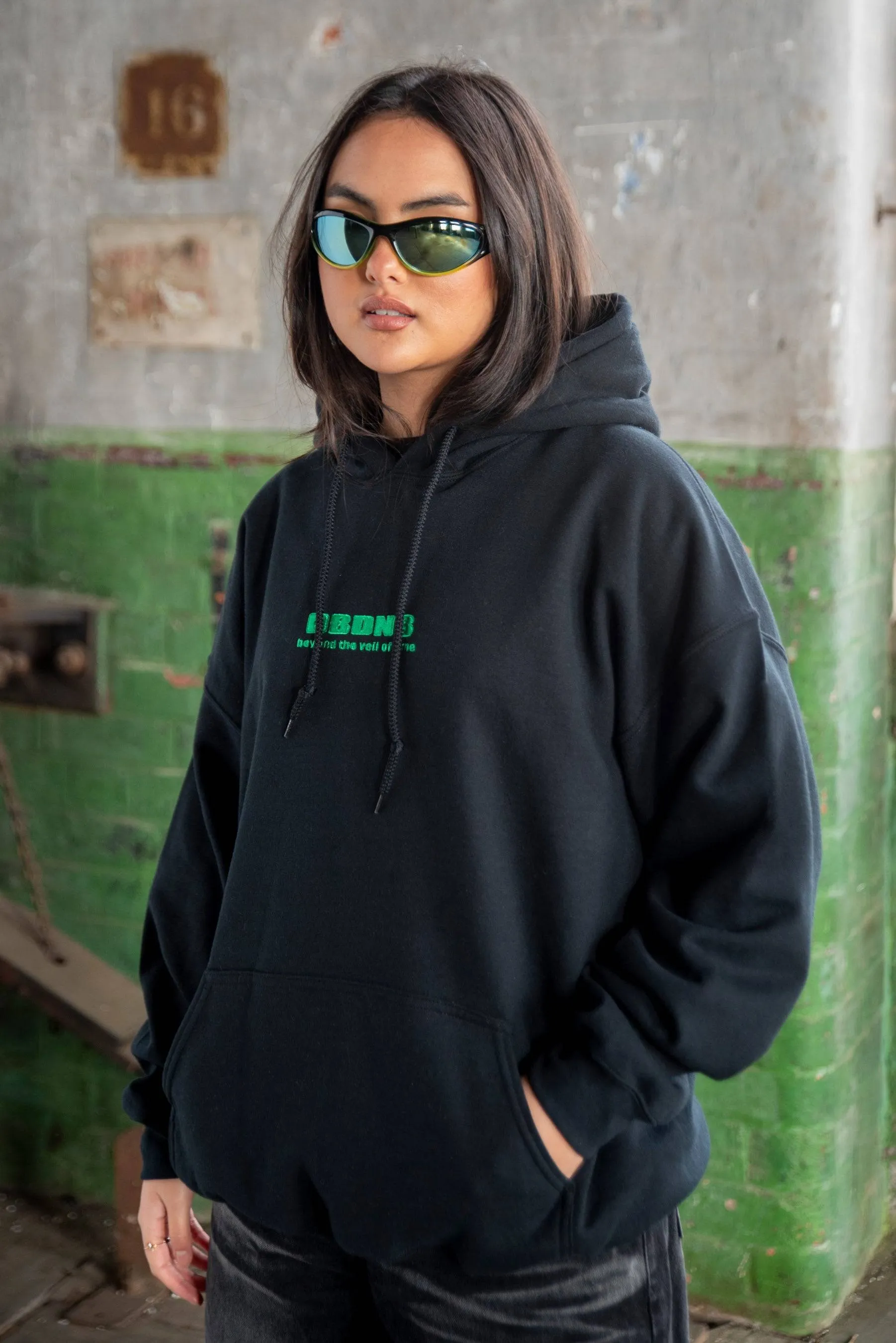 Hoodie in Black With DBDNS Logo Embroidery sold by Dream But Do Not Sleep product image thumbnail 2