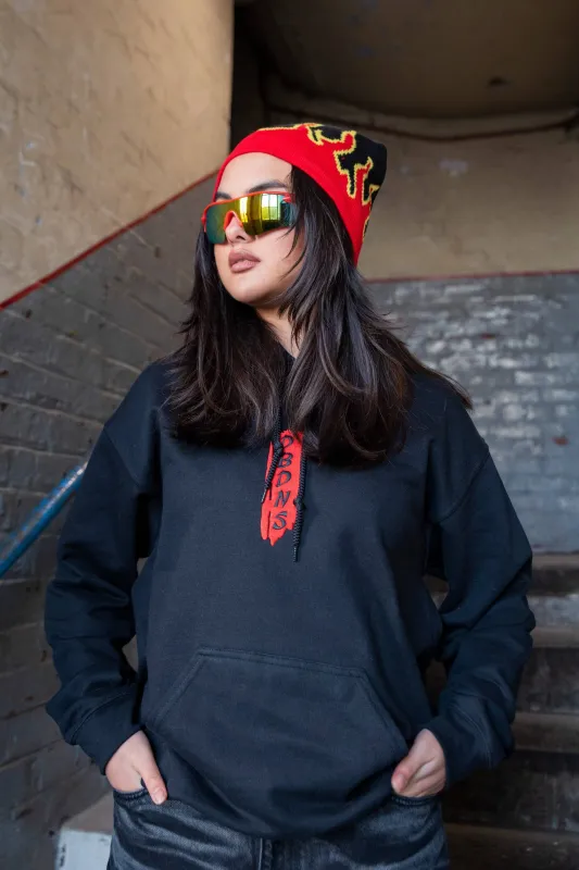 Hoodie in Black with Red Dragon Embroidery sold by Dream But Do Not Sleep