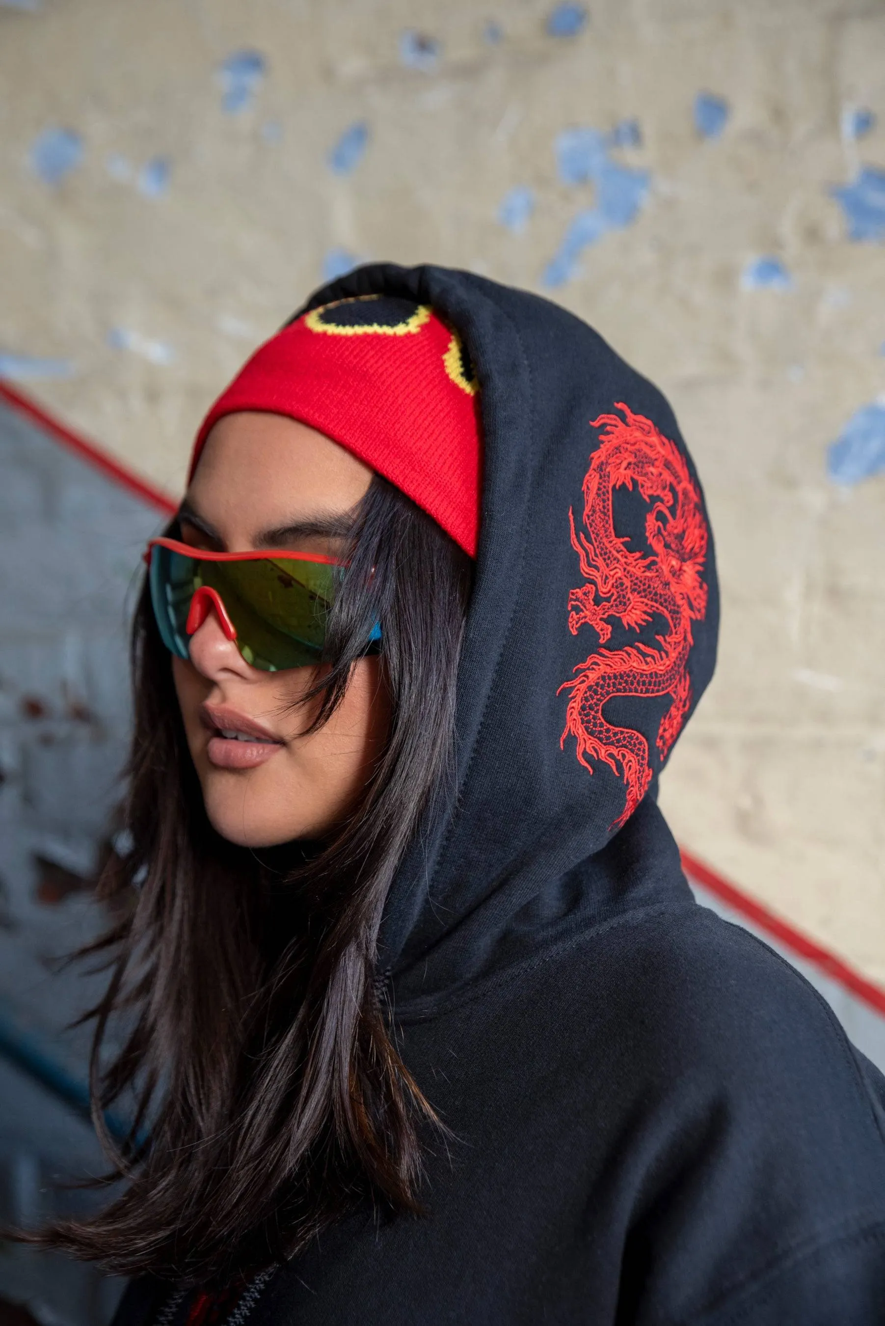 Hoodie in Black with Red Dragon Embroidery sold by Dream But Do Not Sleep product image thumbnail 2