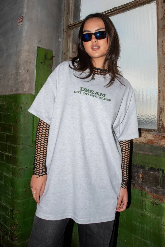 Short Sleeved T-shirt in Ash Grey With Futuristic Logo Print sold by Dream But Do Not Sleep