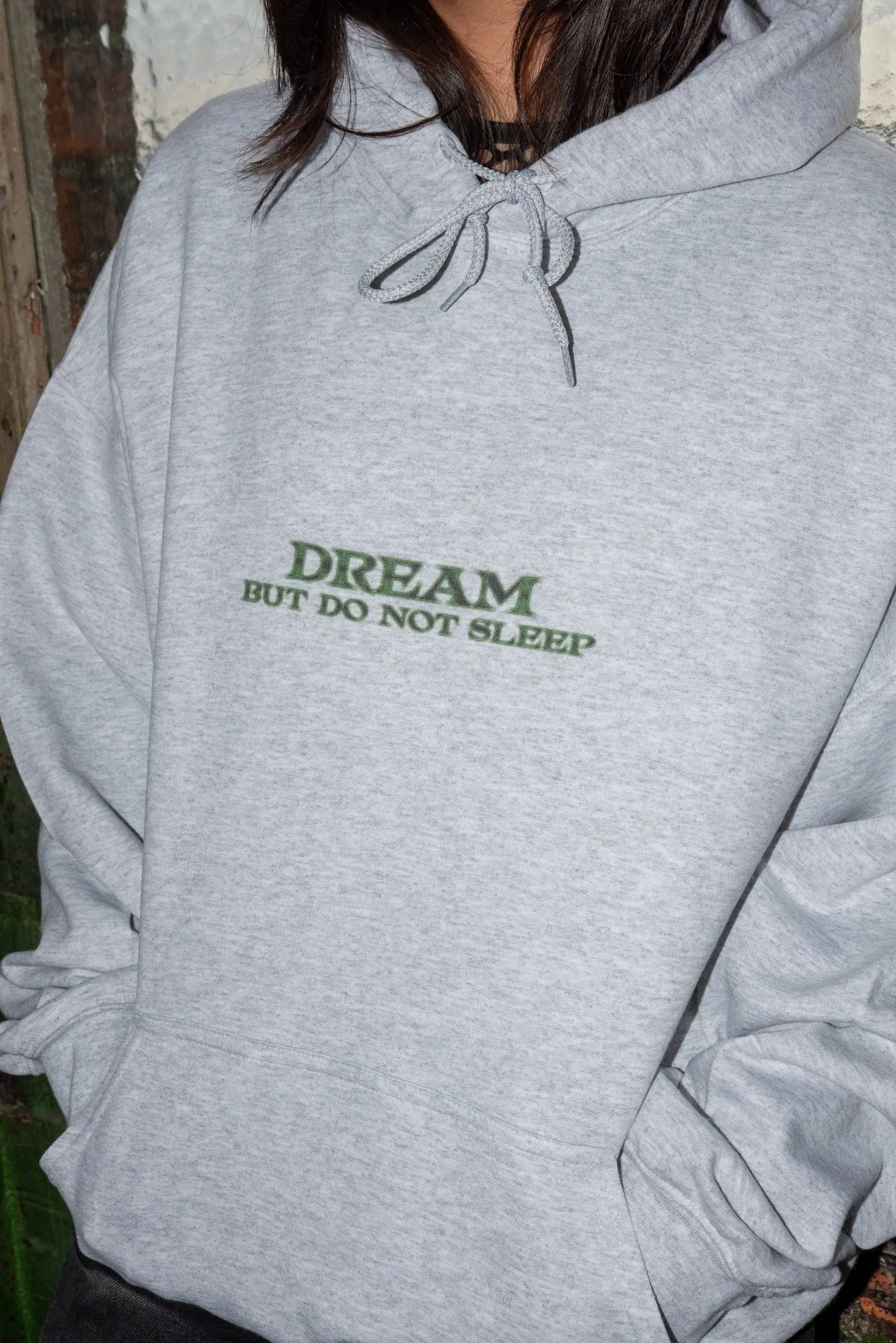 Hoodie in Ash Grey With DBDNS Futuristic Logo Print sold by Dream But Do Not Sleep product image thumbnail 3