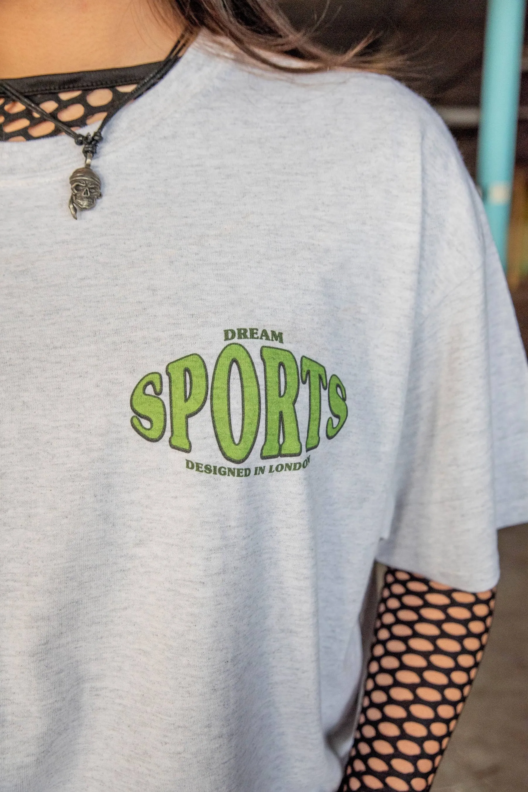 Short Sleeved T-shirt in Heather Grey With Dream Sports Print sold by Dream But Do Not Sleep product image thumbnail 3