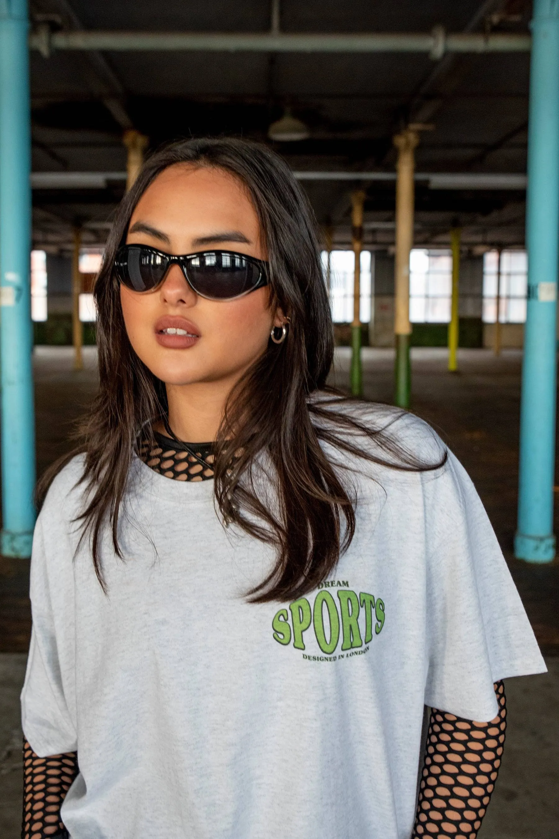 Short Sleeved T-shirt in Heather Grey With Dream Sports Print sold by Dream But Do Not Sleep product image thumbnail 2