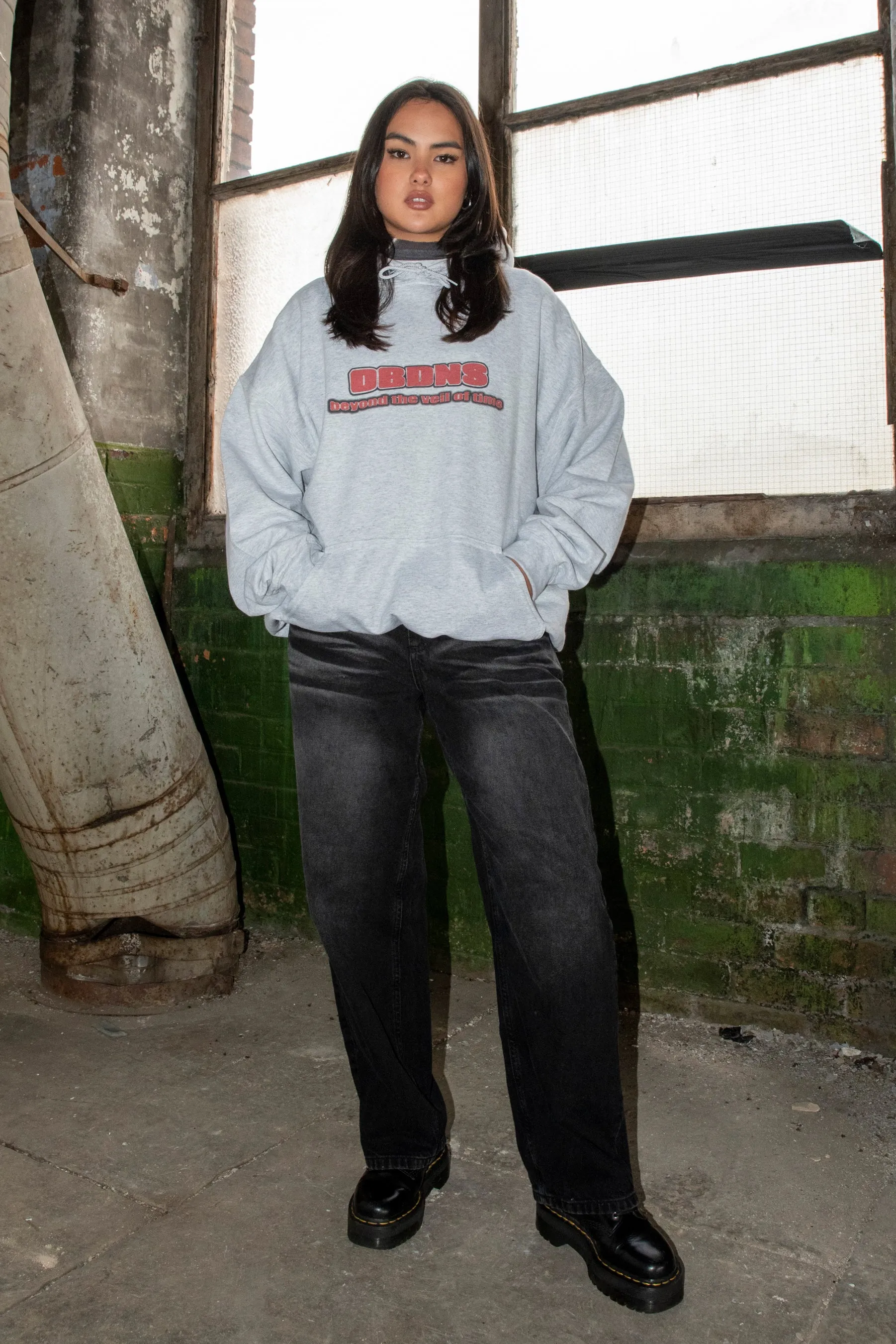 Hoodie in Ash Grey With DBNDNS Logo Print sold by Dream But Do Not Sleep product image thumbnail 3