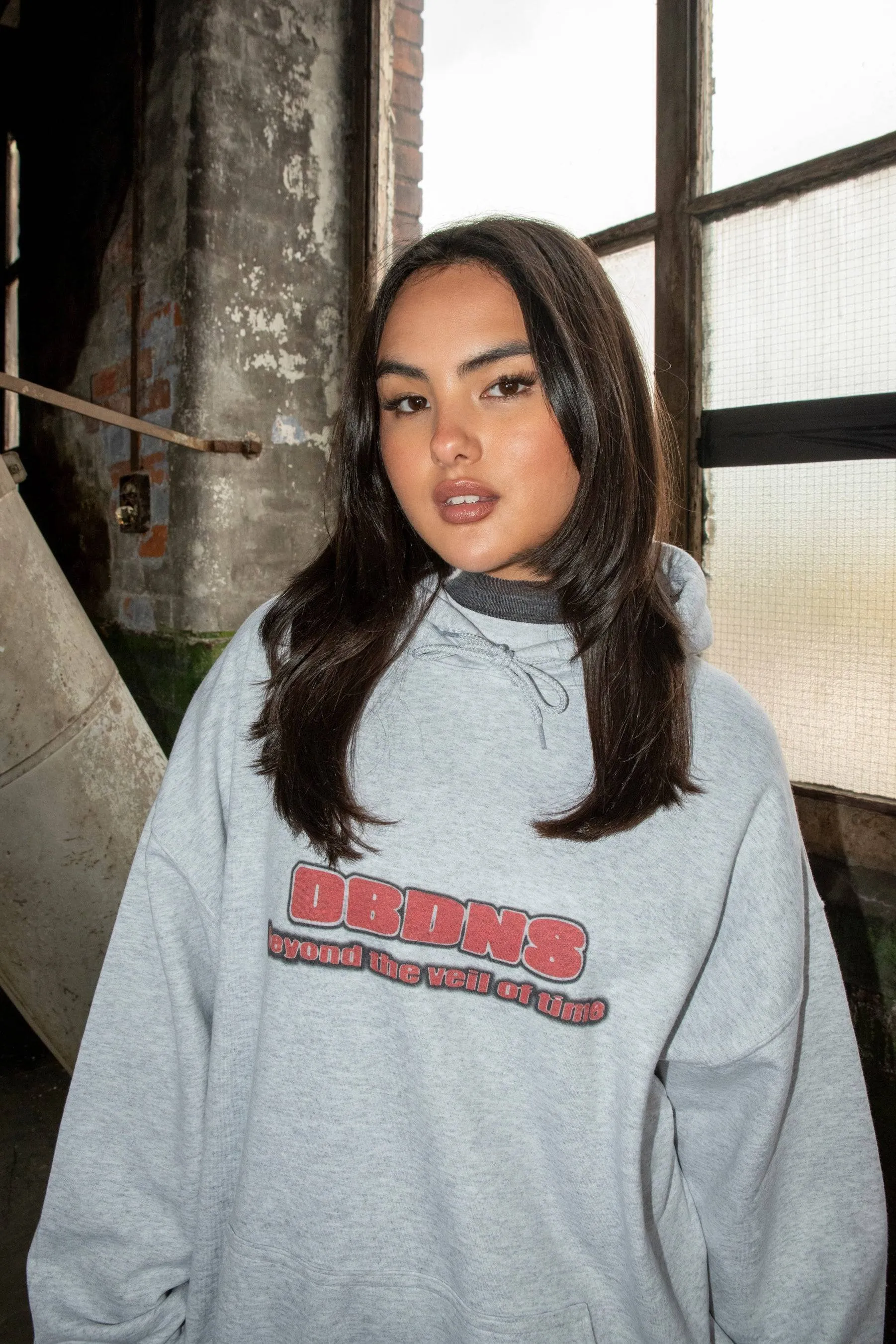 Hoodie in Ash Grey With DBNDNS Logo Print sold by Dream But Do Not Sleep product image thumbnail 2