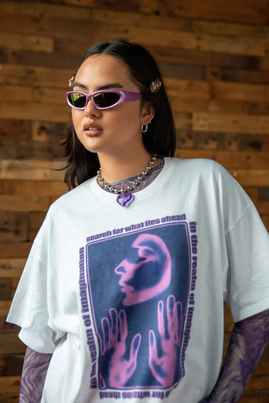 Short Sleeved In White The Realm Of Imagination T-shirt Print sold by Dream But Do Not Sleep