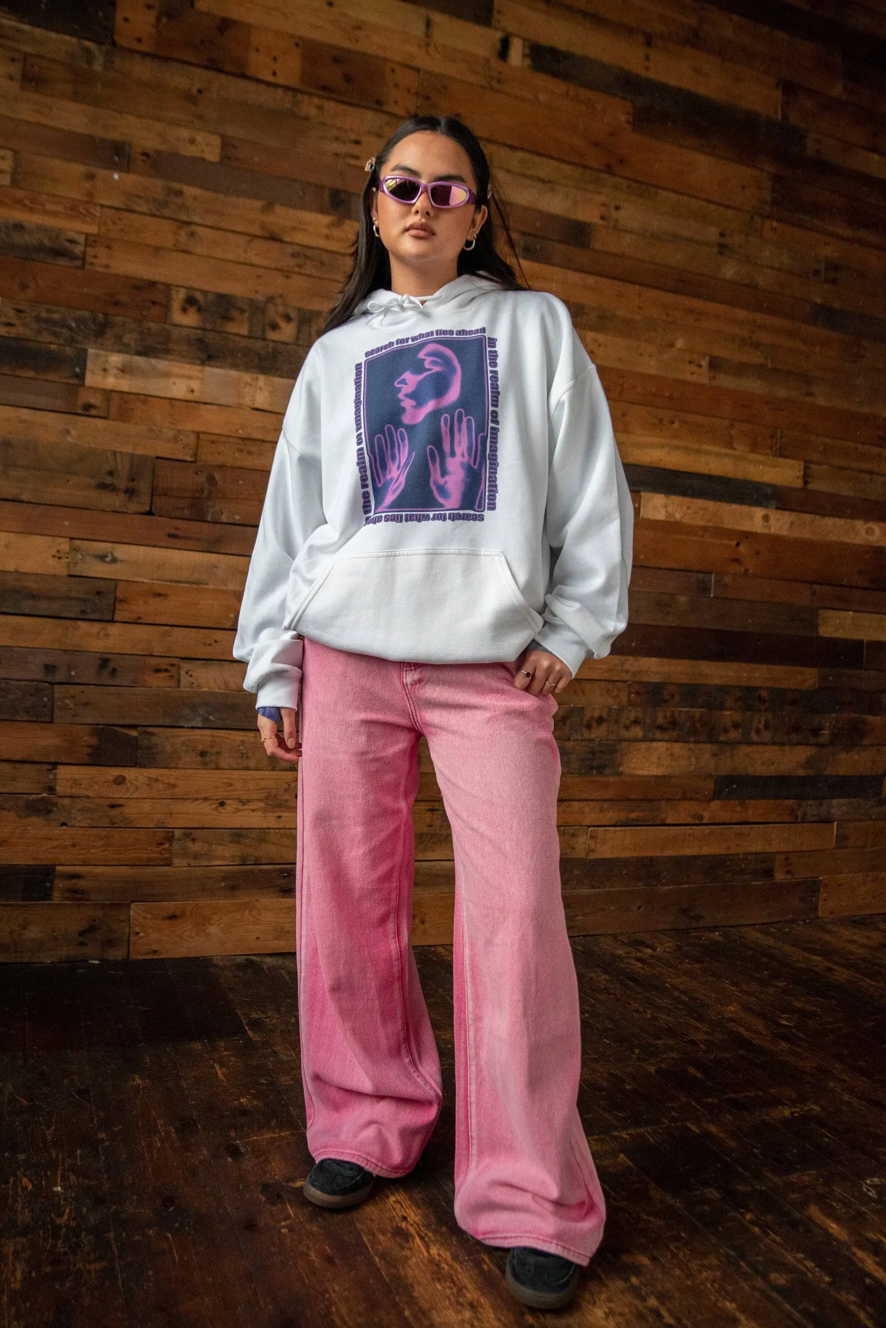 Hoodie in White With The Realm of Imagination Print sold by Dream But Do Not Sleep product image thumbnail 3