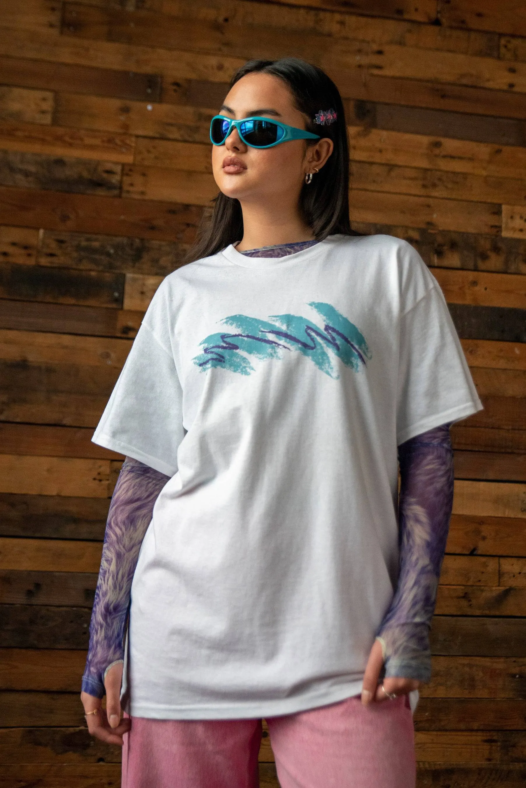 Short Sleeved T-shirt in White with Jazz Cup Print sold by Dream But Do Not Sleep