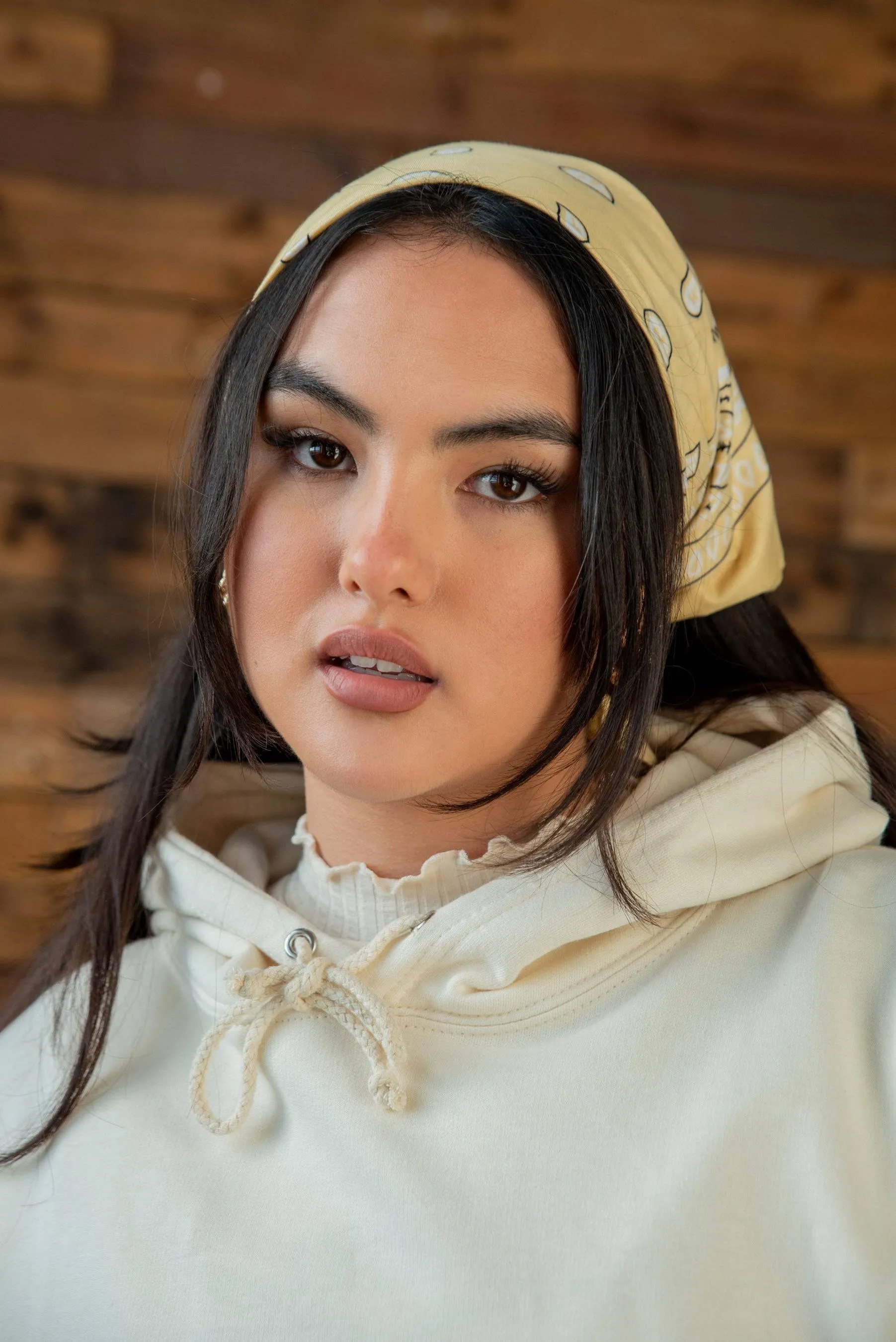 Hoodie in Vanilla with Cursive Logo Print sold by Dream But Do Not Sleep product image thumbnail 4