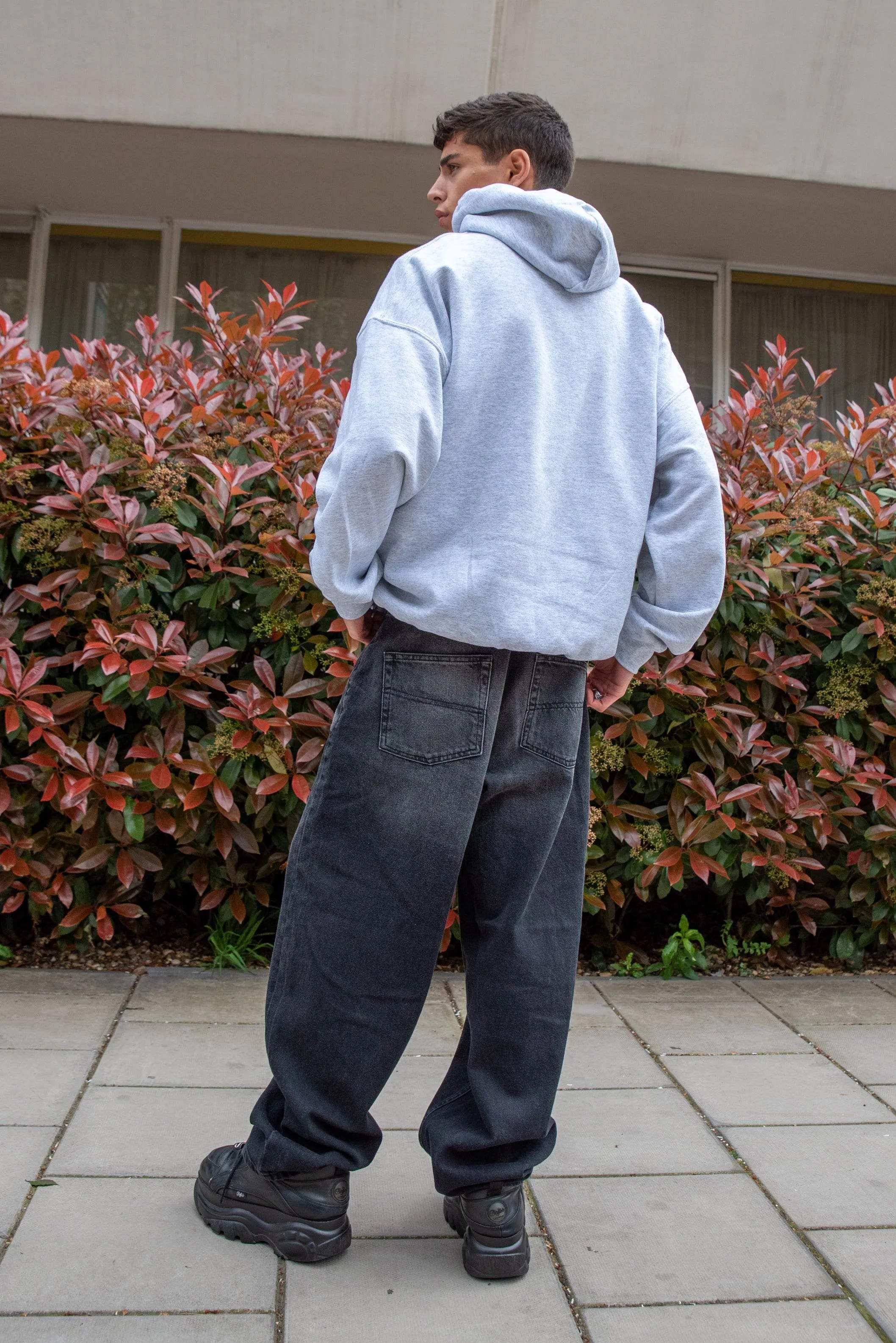 Hoodie in Ash Grey With DBDNS Futuristic Logo Print sold by Dream But Do Not Sleep product image thumbnail 4