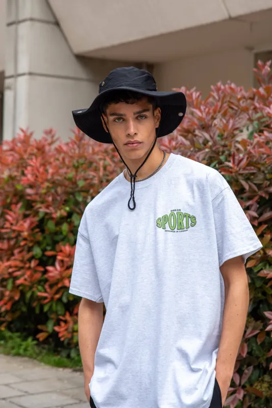 Short Sleeved T-shirt in Heather Grey With Dream Sports Chest Print made by Dream But Do Not Sleep