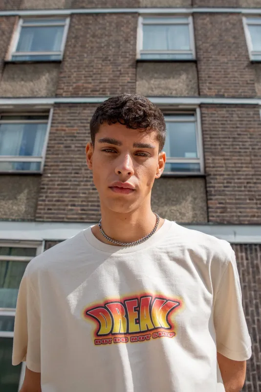 Short Sleeved T-shirt in Natural With DBDNS Logo Print sold by Dream But Do Not Sleep