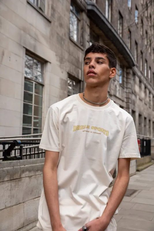 Short Sleeved T-shirt in Natural With Dream Sports Print sold by Dream But Do Not Sleep