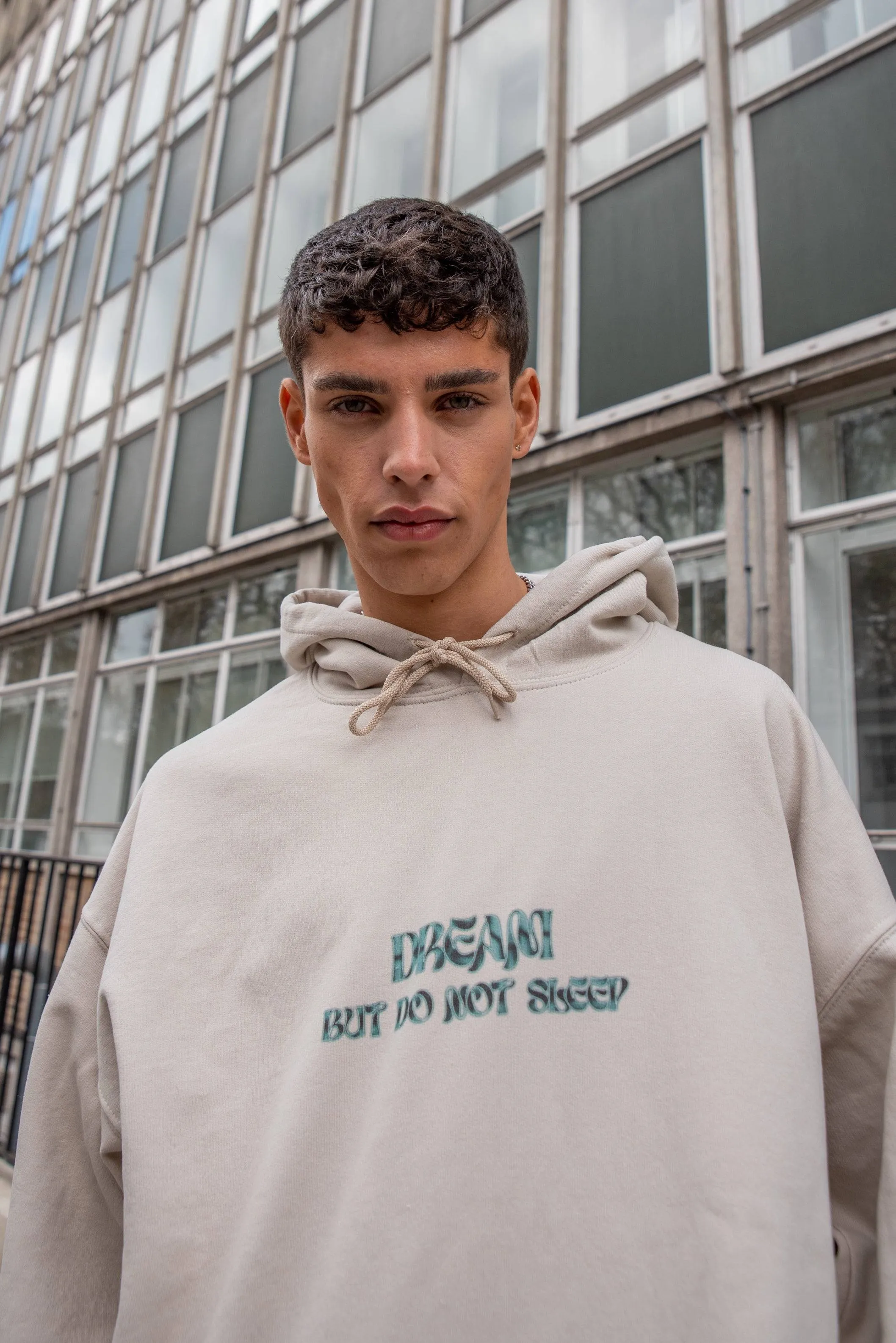 Hoodie in Sand with Cursive Logo Print sold by Dream But Do Not Sleep product image thumbnail 2