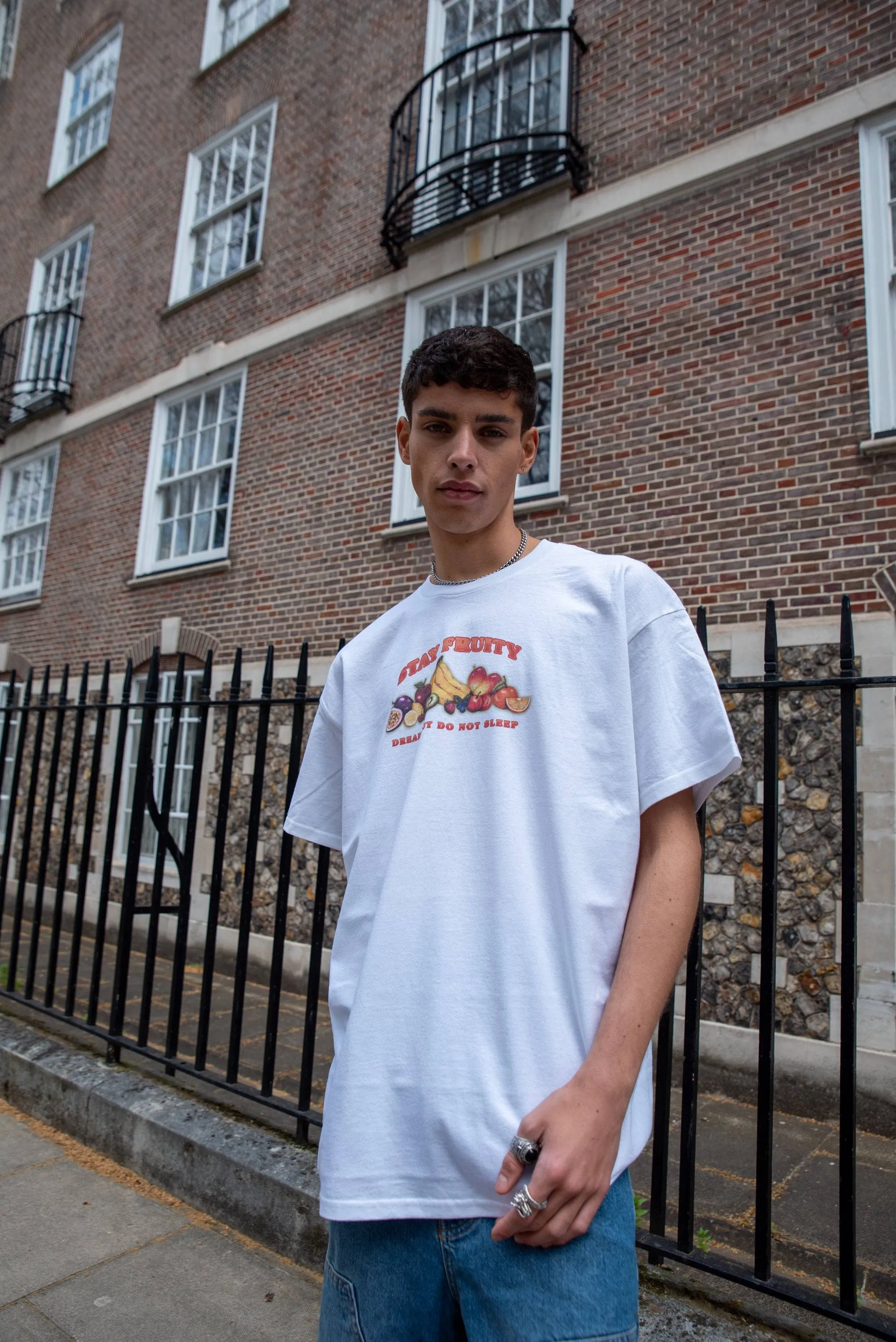 Short Sleeved T-shirt in White In Stay Fruity Print sold by Dream But Do Not Sleep