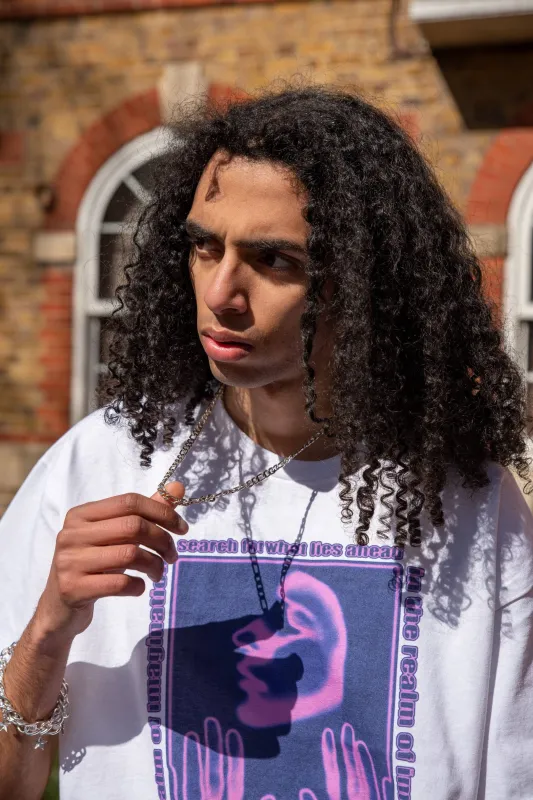 Short Sleeved T-shirt in White With The Realm Of Imagination Print Colour sold by Dream But Do Not Sleep