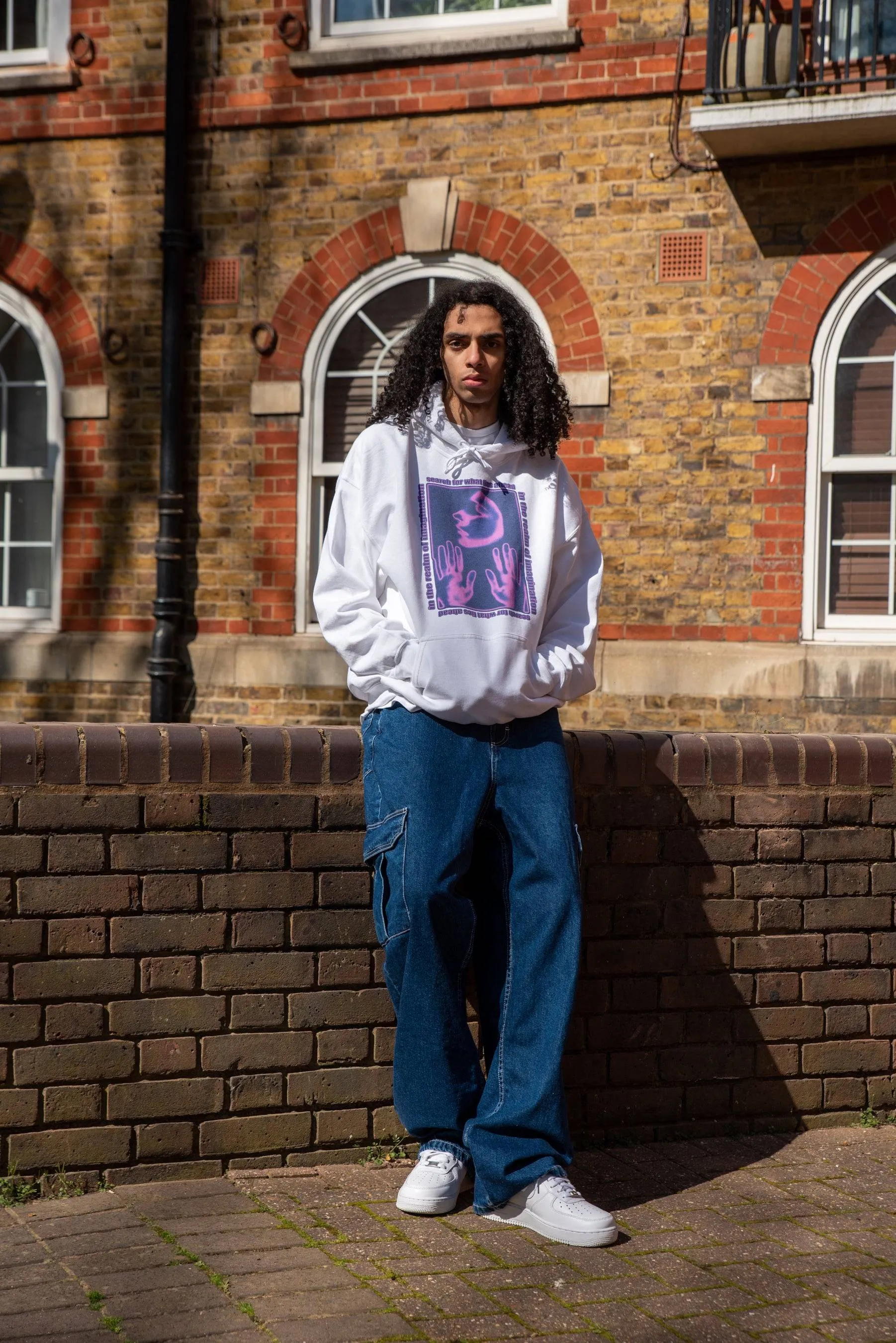 Hoodie in White With In The Realm of Imagination Print Colour sold by Dream But Do Not Sleep product image thumbnail 2