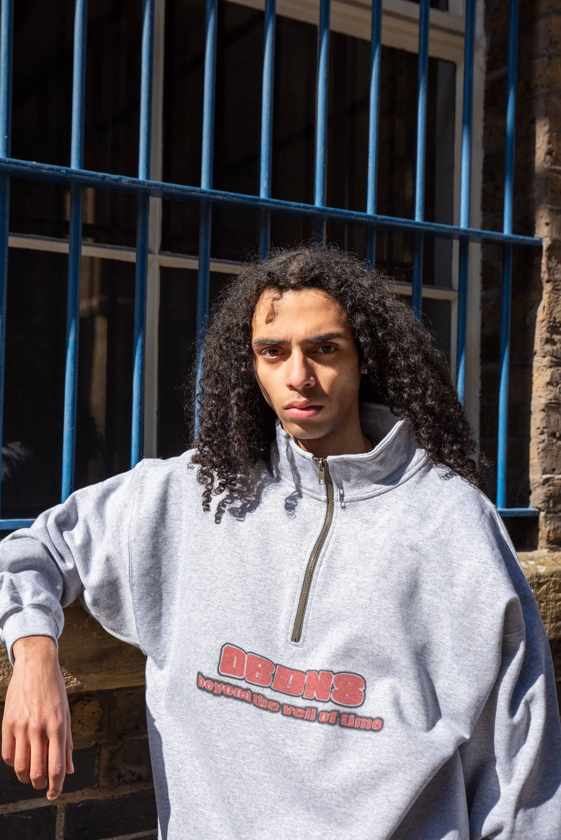 1/4 Zip Sweatshirt in Heather Grey Beyond The Veil Of Time Print sold by Dream But Do Not Sleep product image thumbnail 4