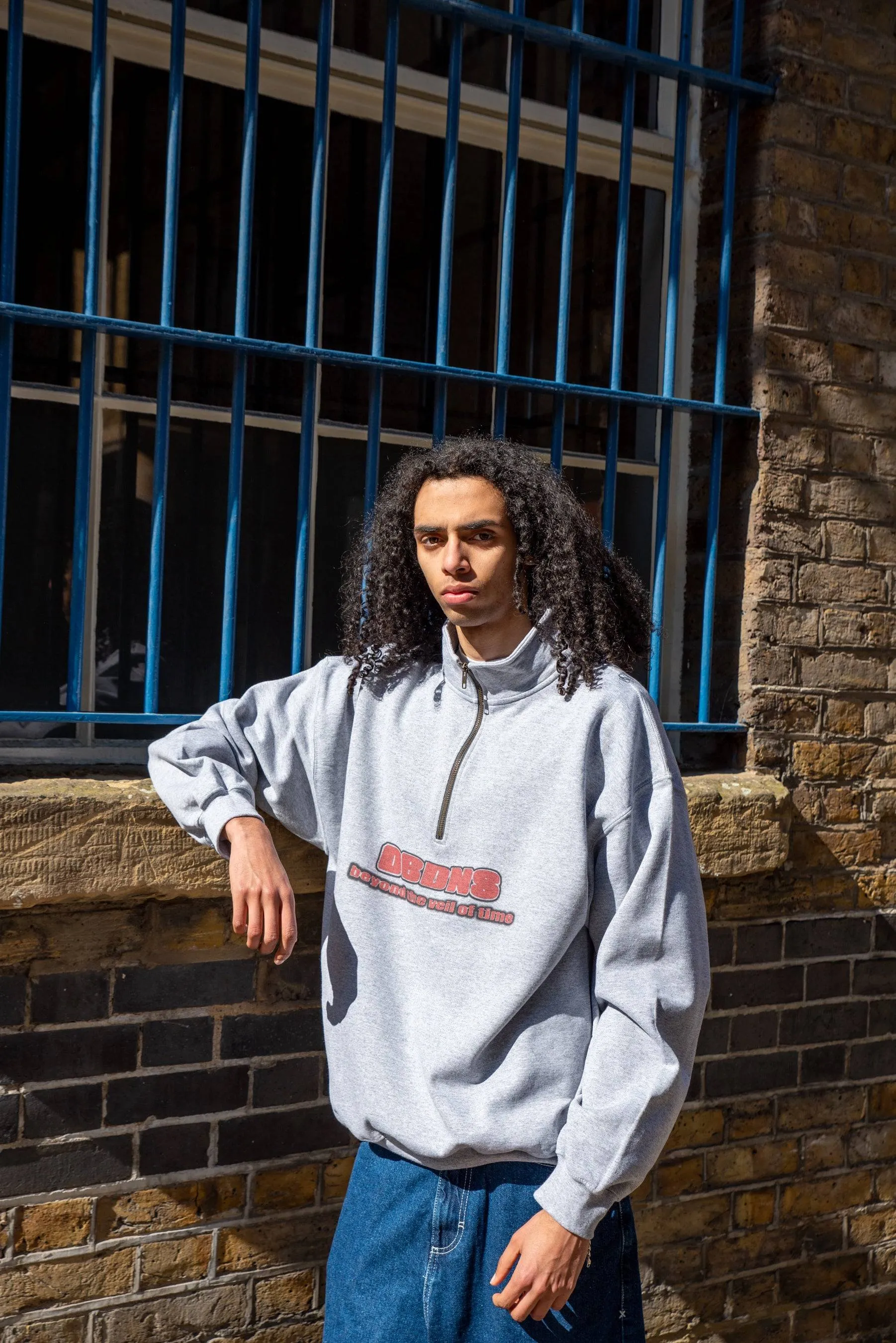 1/4 Zip Sweatshirt in Heather Grey Beyond The Veil Of Time Print sold by Dream But Do Not Sleep