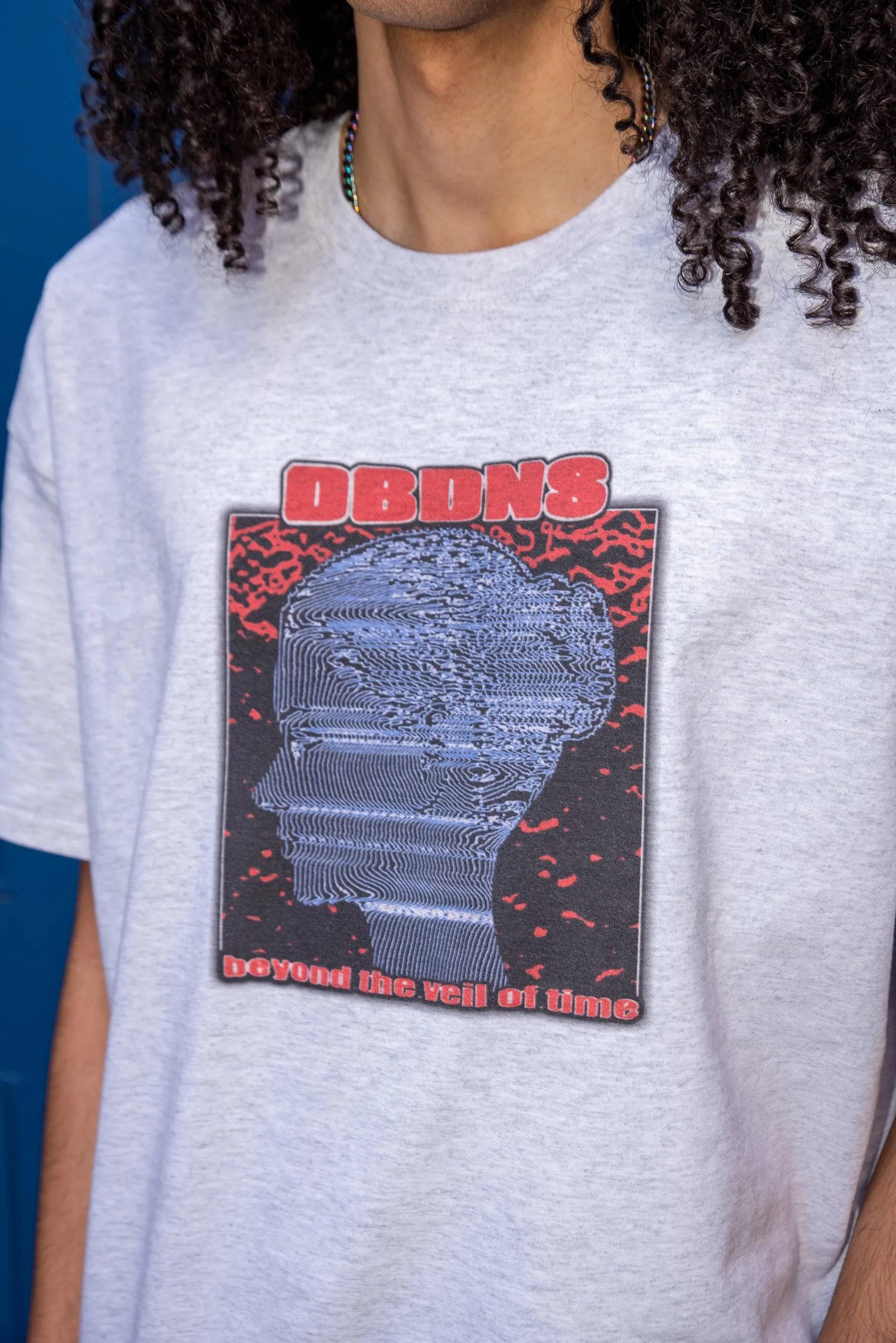 Short Sleeved T-shirt in Heather Grey With Beyond The Veil Of Time Silhouette Print sold by Dream But Do Not Sleep product image thumbnail 3