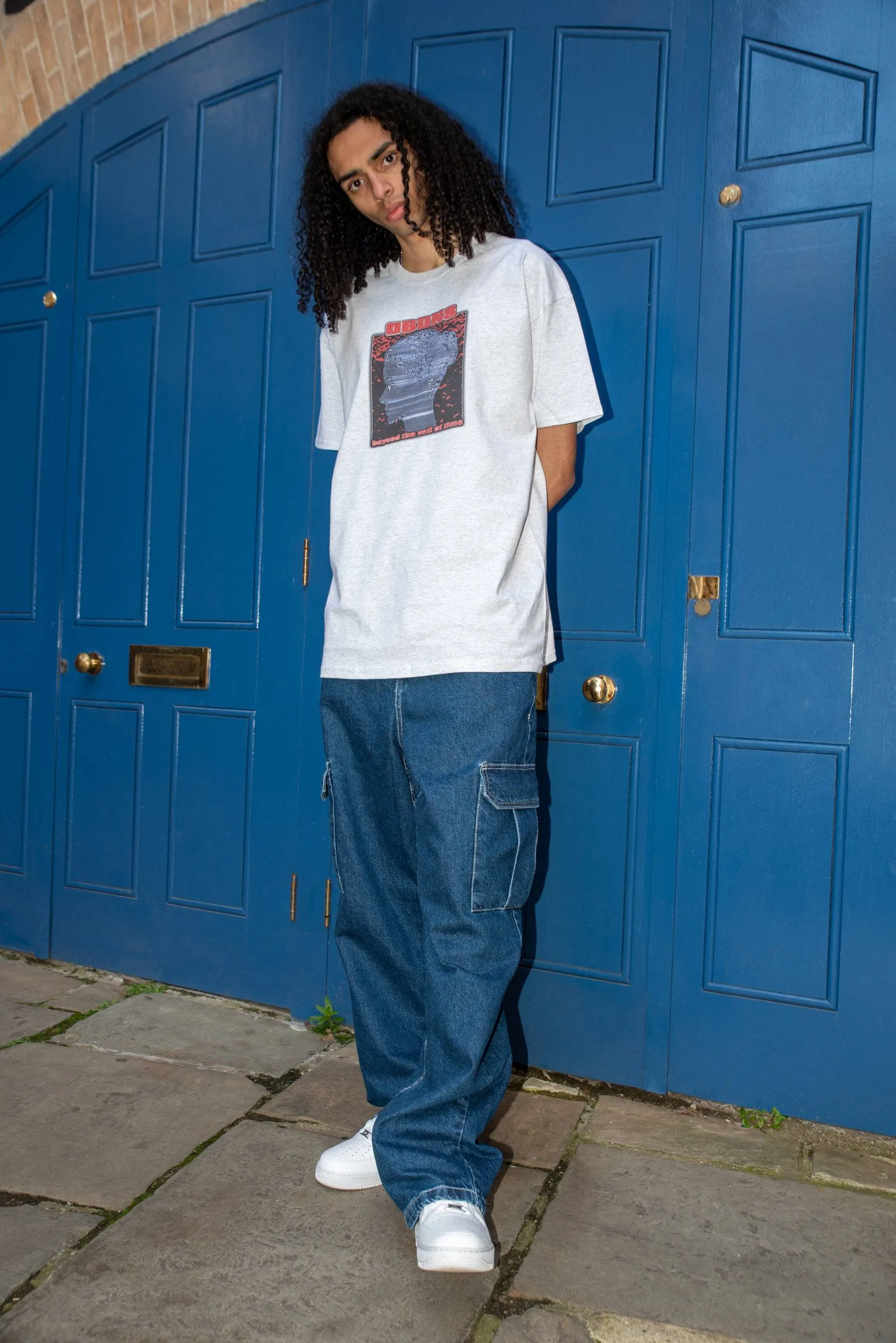 Short Sleeved T-shirt in Heather Grey With Beyond The Veil Of Time Silhouette Print sold by Dream But Do Not Sleep product image thumbnail 4